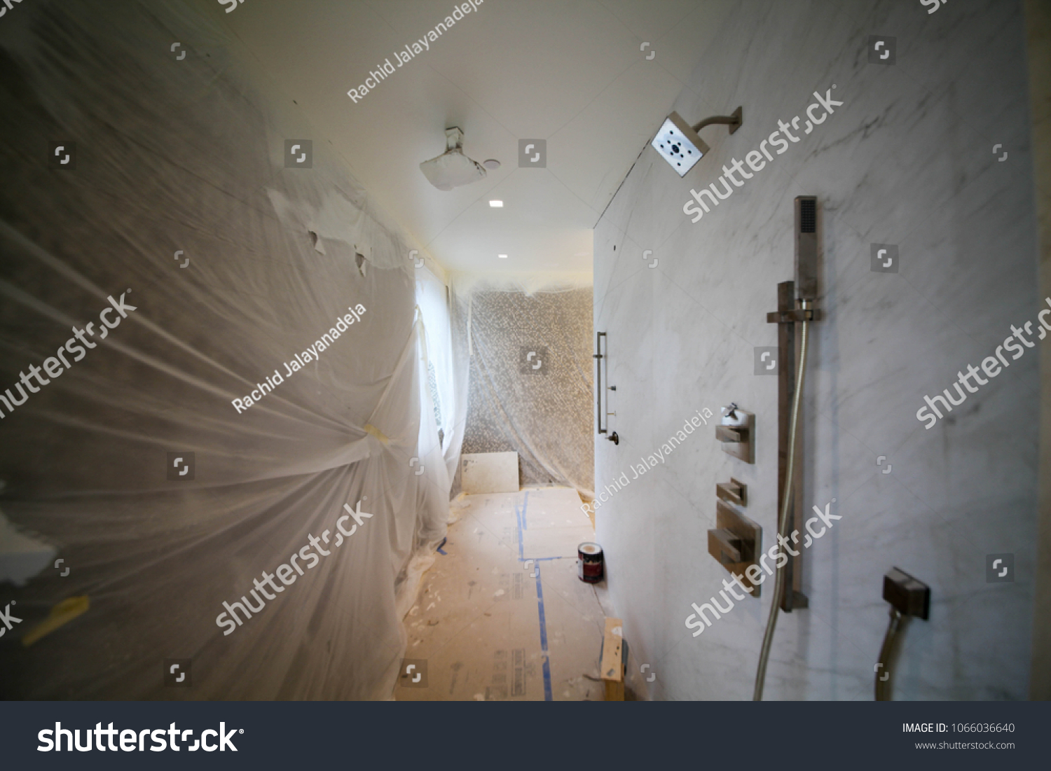 Under Construction Bathroom Luxury Shower Heads Stock Photo Edit