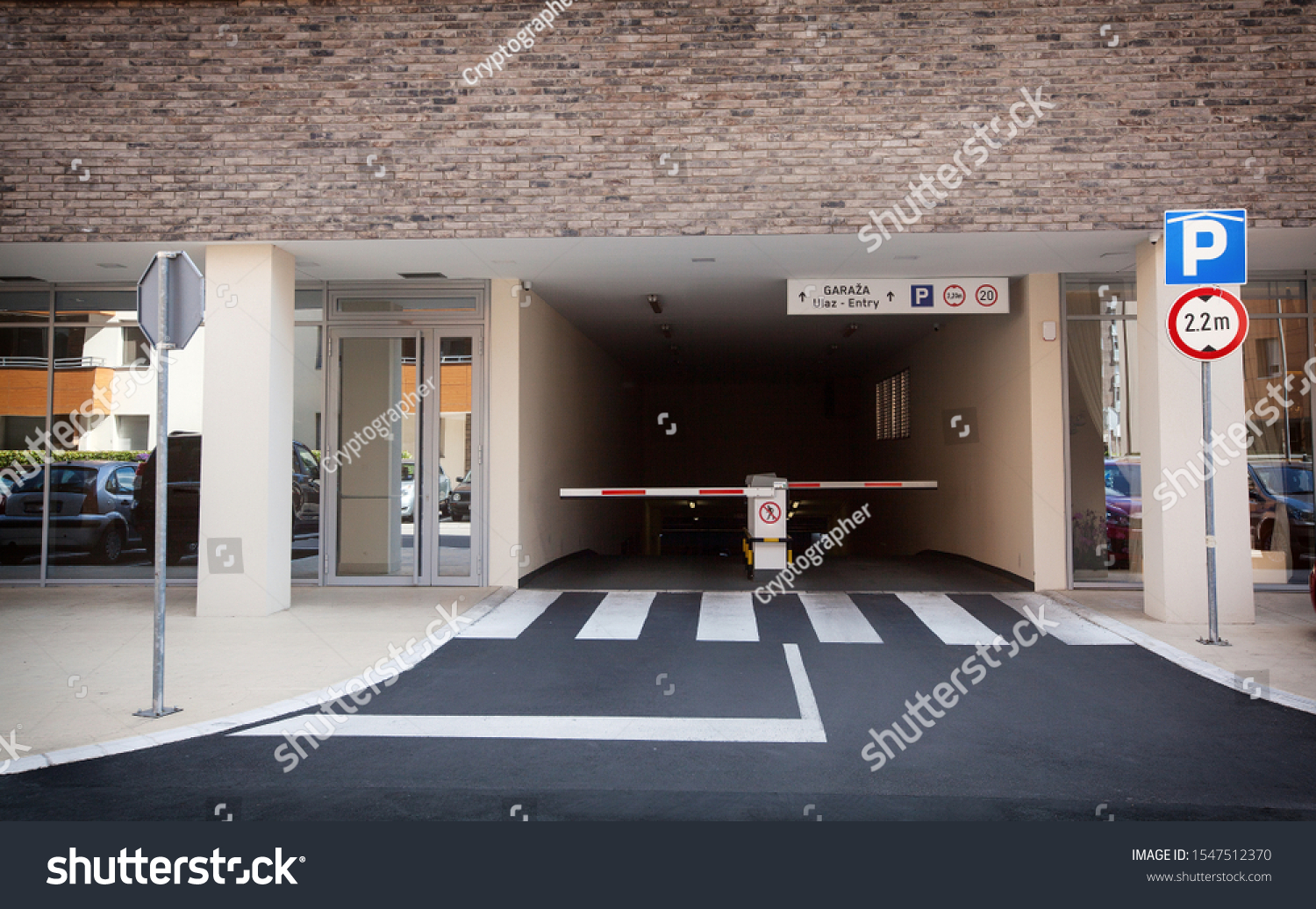 Underground Garage Entry Residential Building Exterior Stock Photo