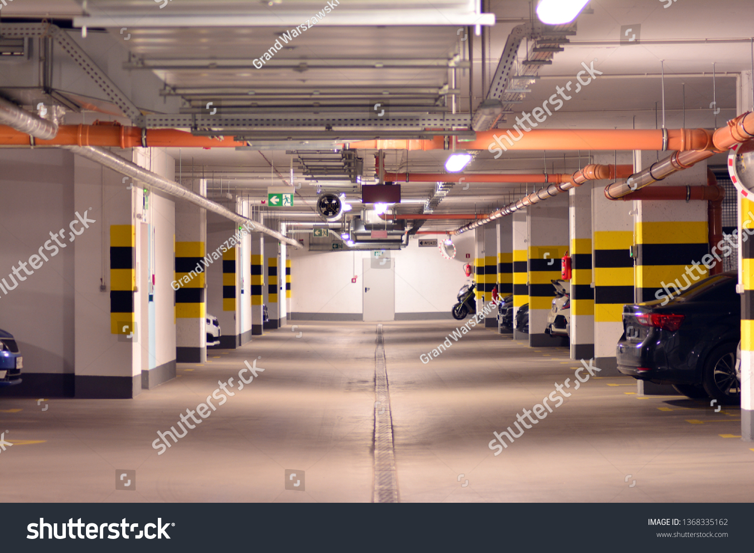 Underground Parking Garage Modern Apartment Building Stock Photo