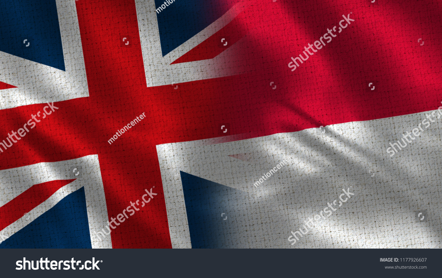 United Kingdom Indonesia Two Flag Together Stock Illustration