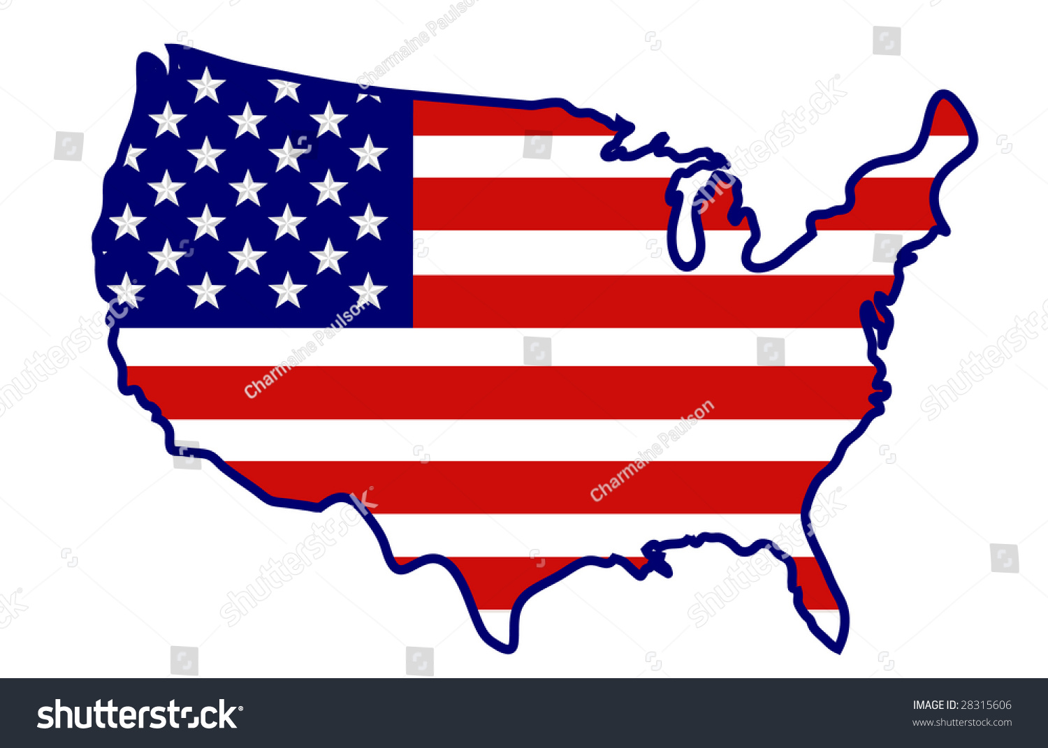 Clipart Usa Map Flag