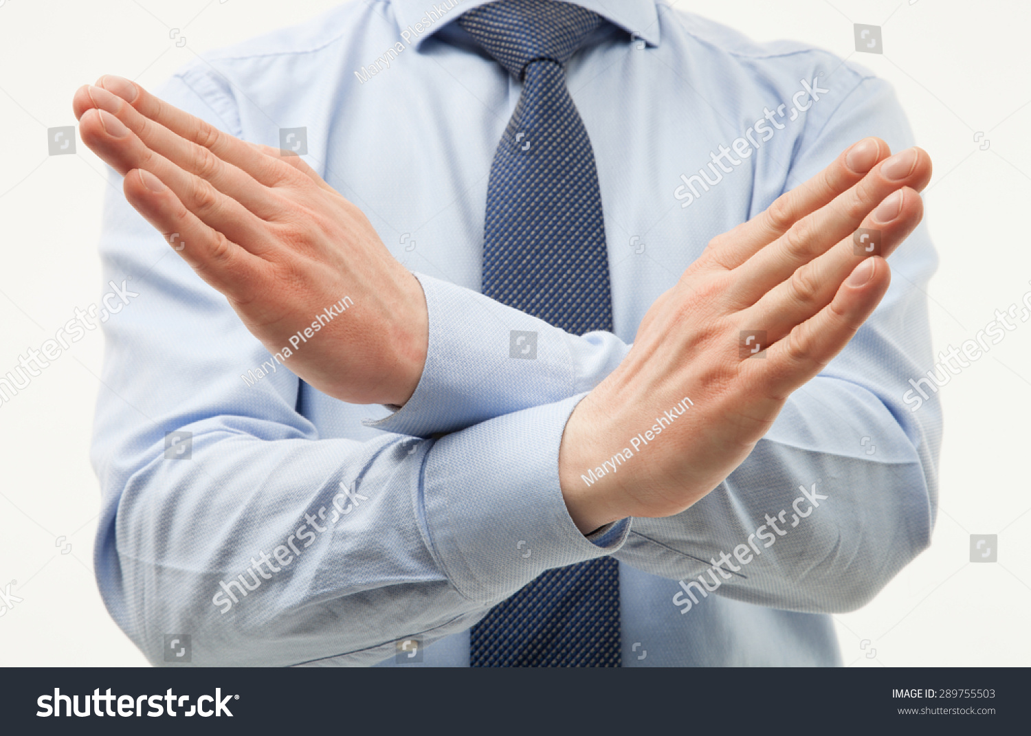 Unrecognizable Businessman Demonstrating Gesture Rejection White Stock ...