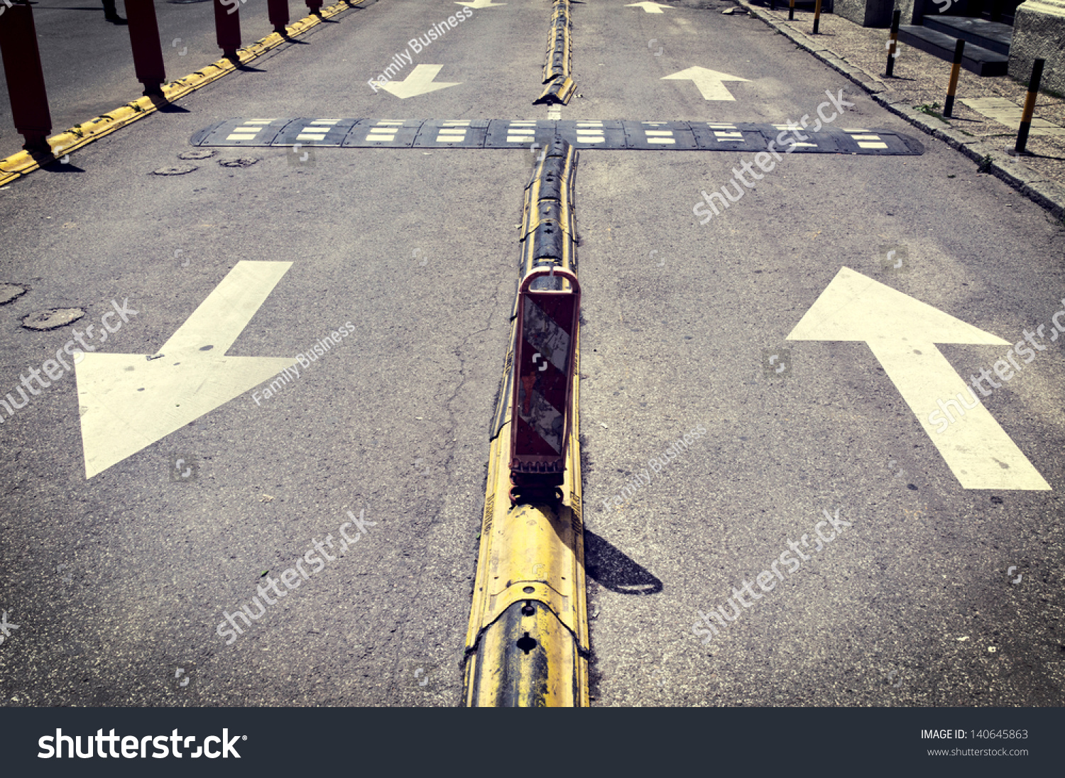 Down Arrow Signs On Road Stock Photo Edit Now