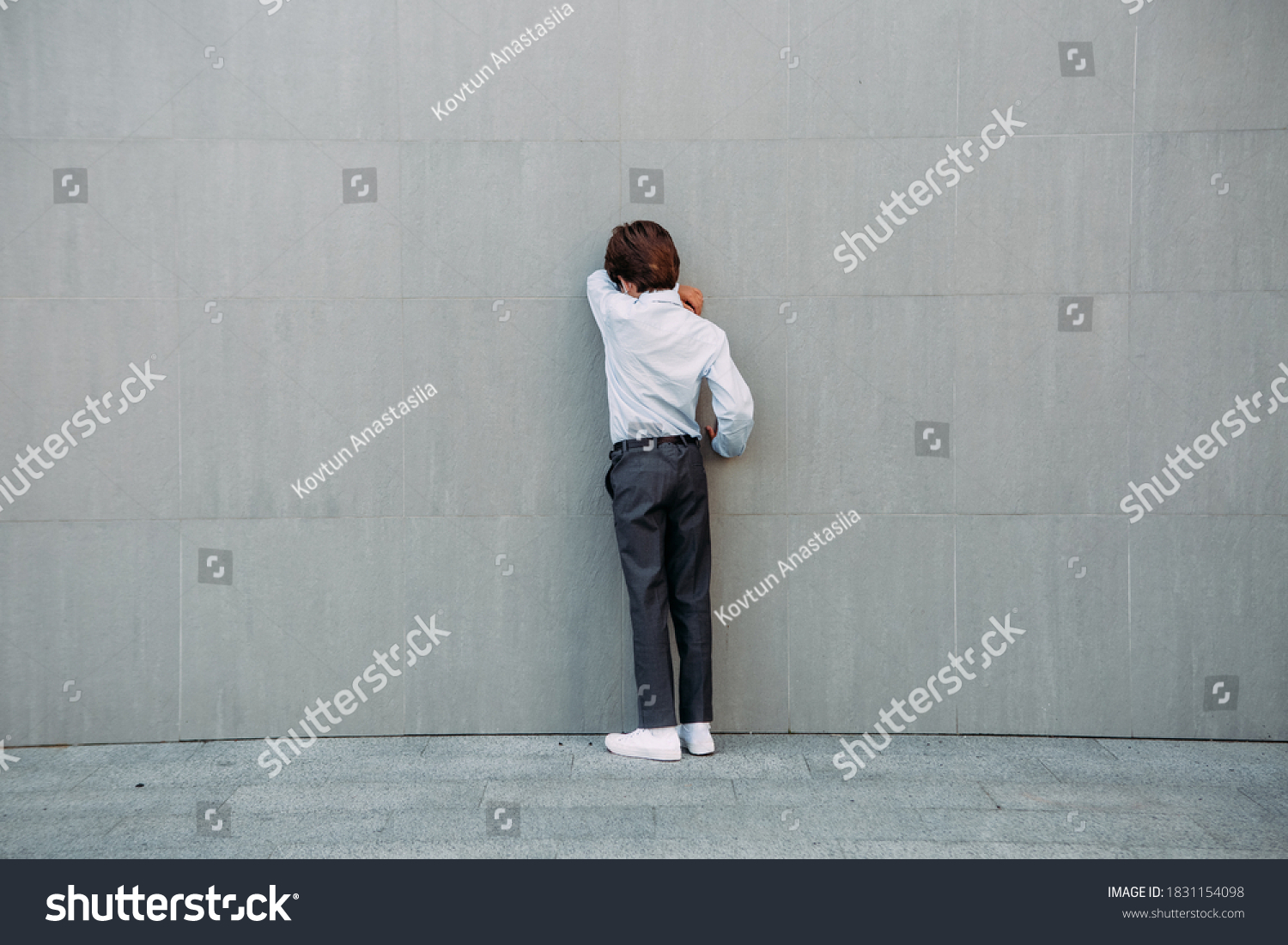 Upset Boy Stands Crying His Back Stock Photo 1831154098 | Shutterstock