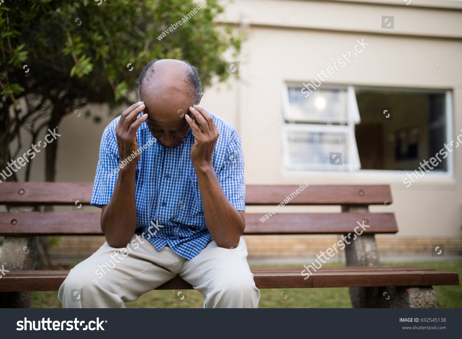 Upset Senior Man Sitting Head Hands Stock Photo 692545138 | Shutterstock