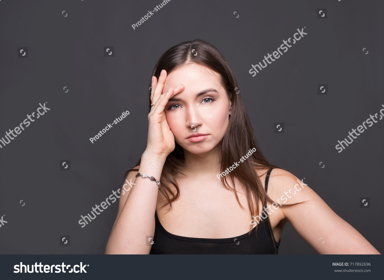 Upset Woman Facial Expressions Stressed Girl Stock Photo 717892696 ...