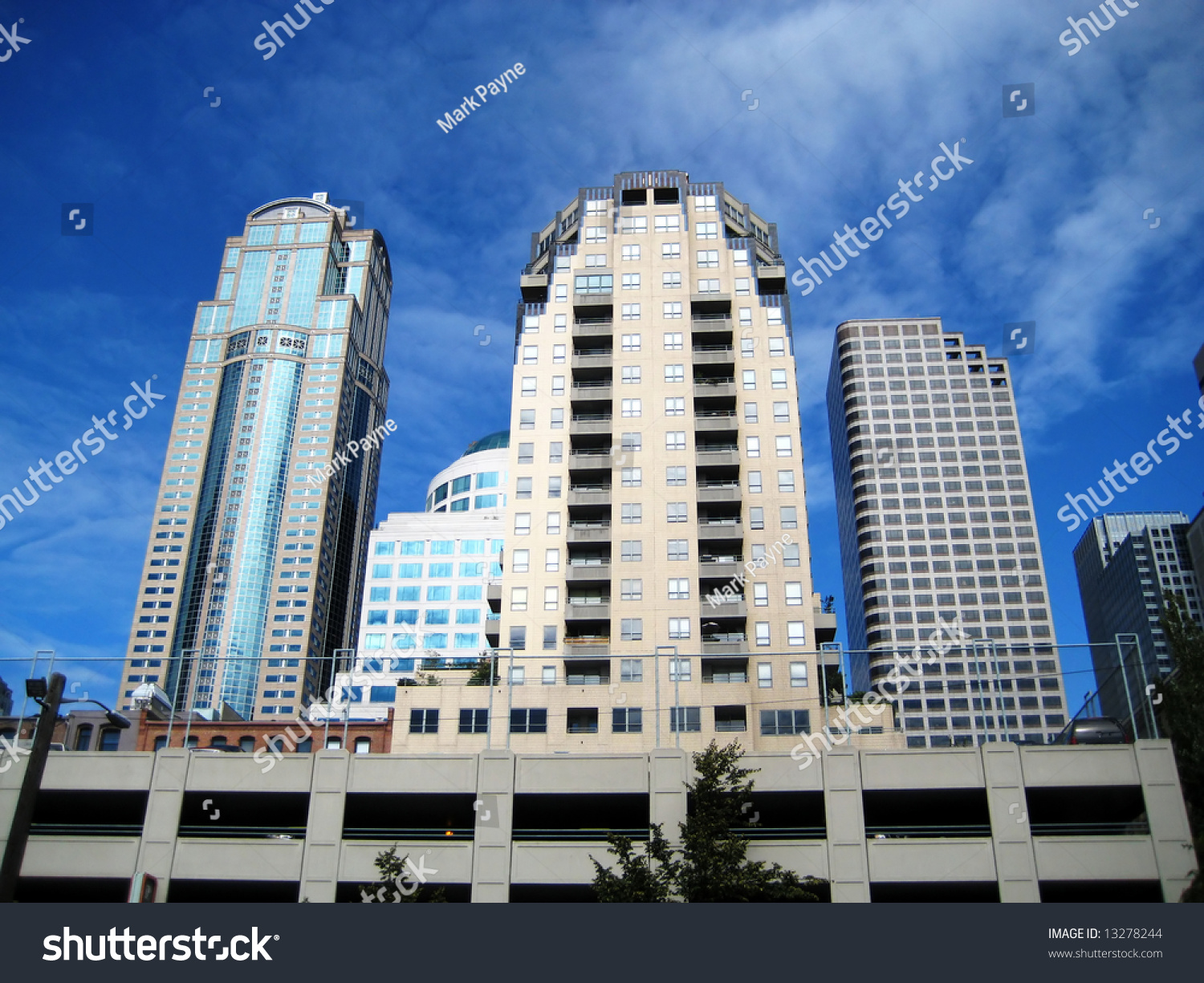 Urban Living Skyrise Apartment And Office Buildings Skyscrapers In ...