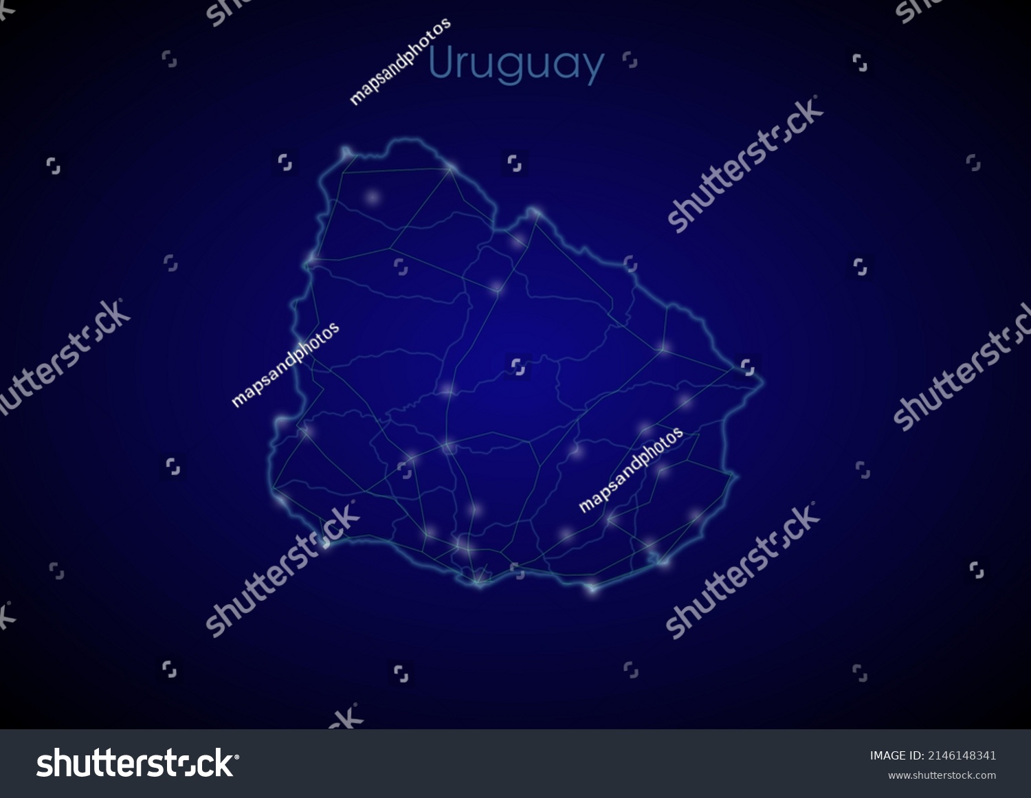 Uruguay Concept Map Glowing Cities Network Stock Illustration   Stock Photo Uruguay Concept Map With Glowing Cities And Network Covering The Country Map Of Uruguay Suitable 2146148341 