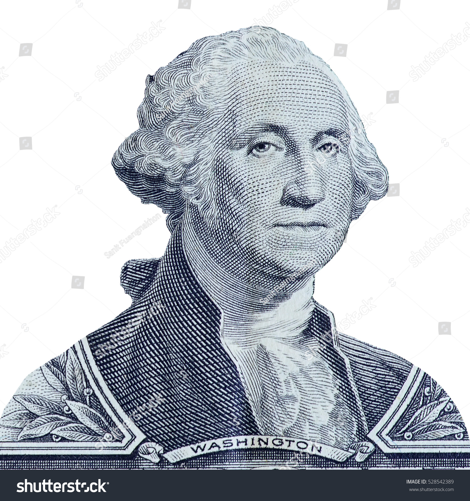 Us President George Washington Portrait On The One Dollar Bill Macro ...