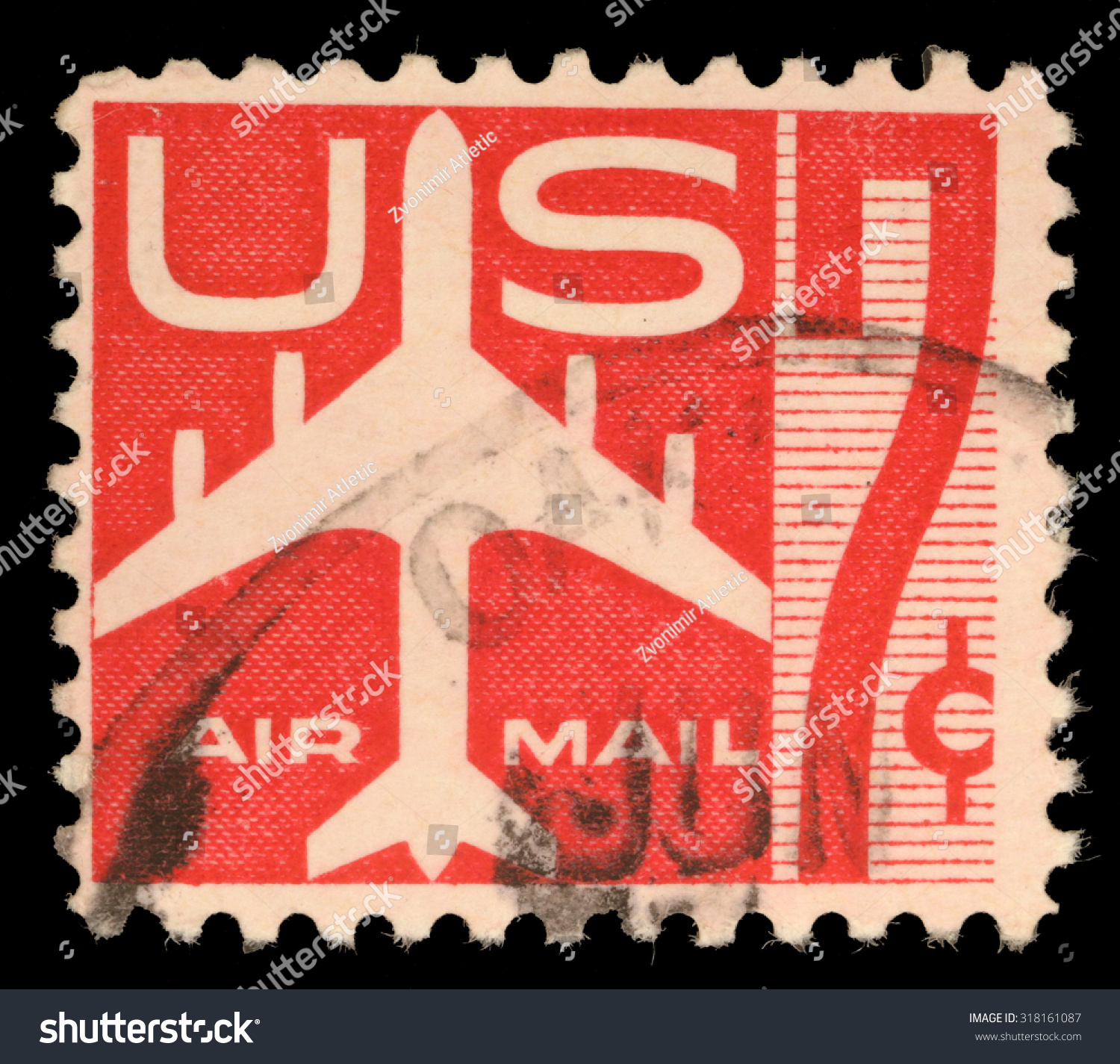 Usa - Circa 1960: United States Postage Stamp In The Value Of 7c Used ...