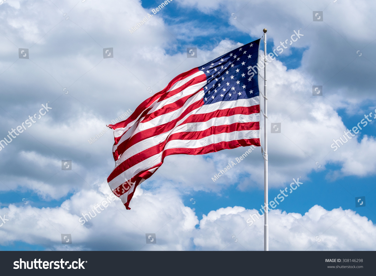 Usa Flag In The Wind Stock Photo - 308146298 : Shutterstock