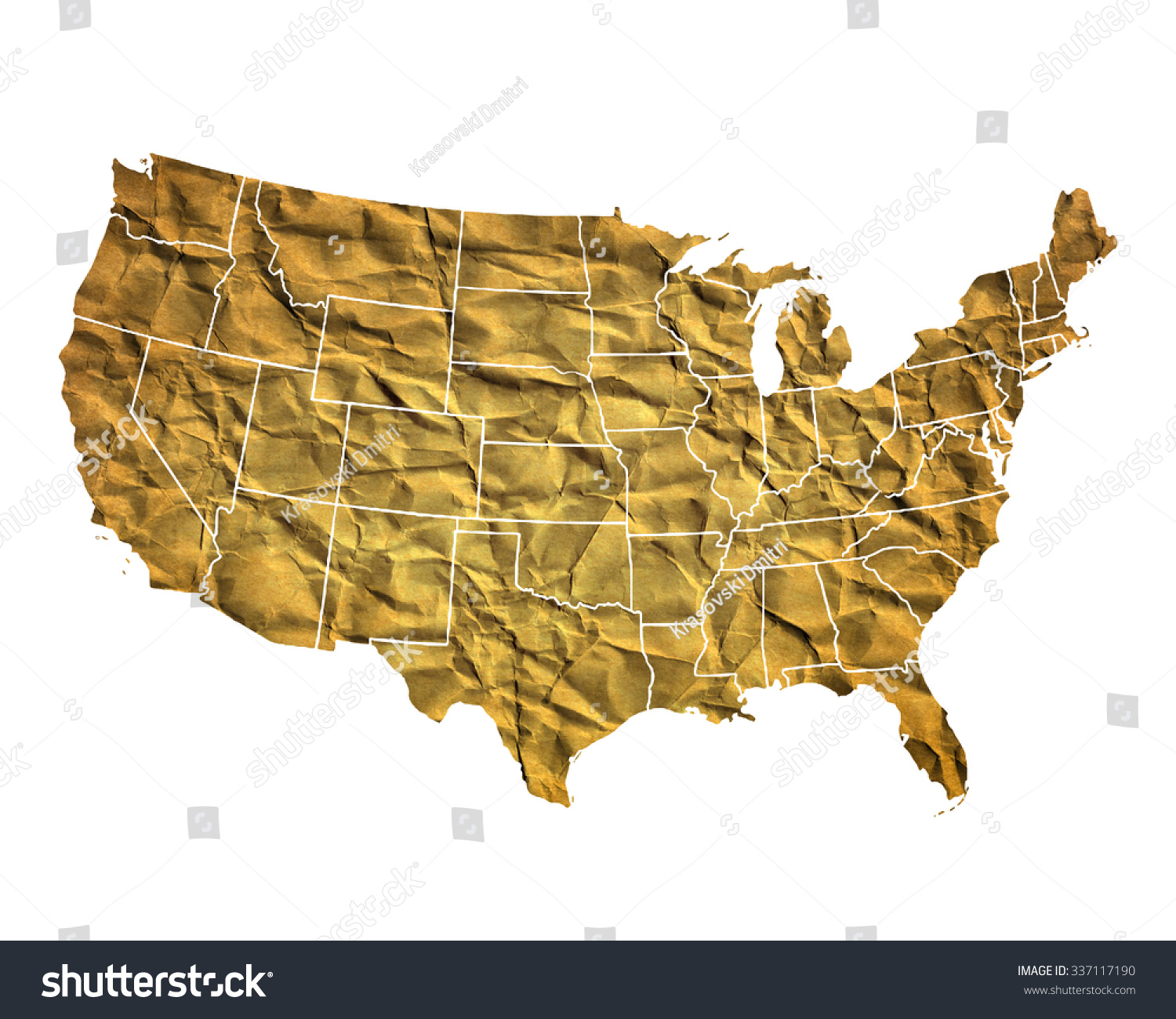 Usa Map Crumpled Paper Stock Illustration - Stock Photo Usa Map Crumpled Paper 337117190