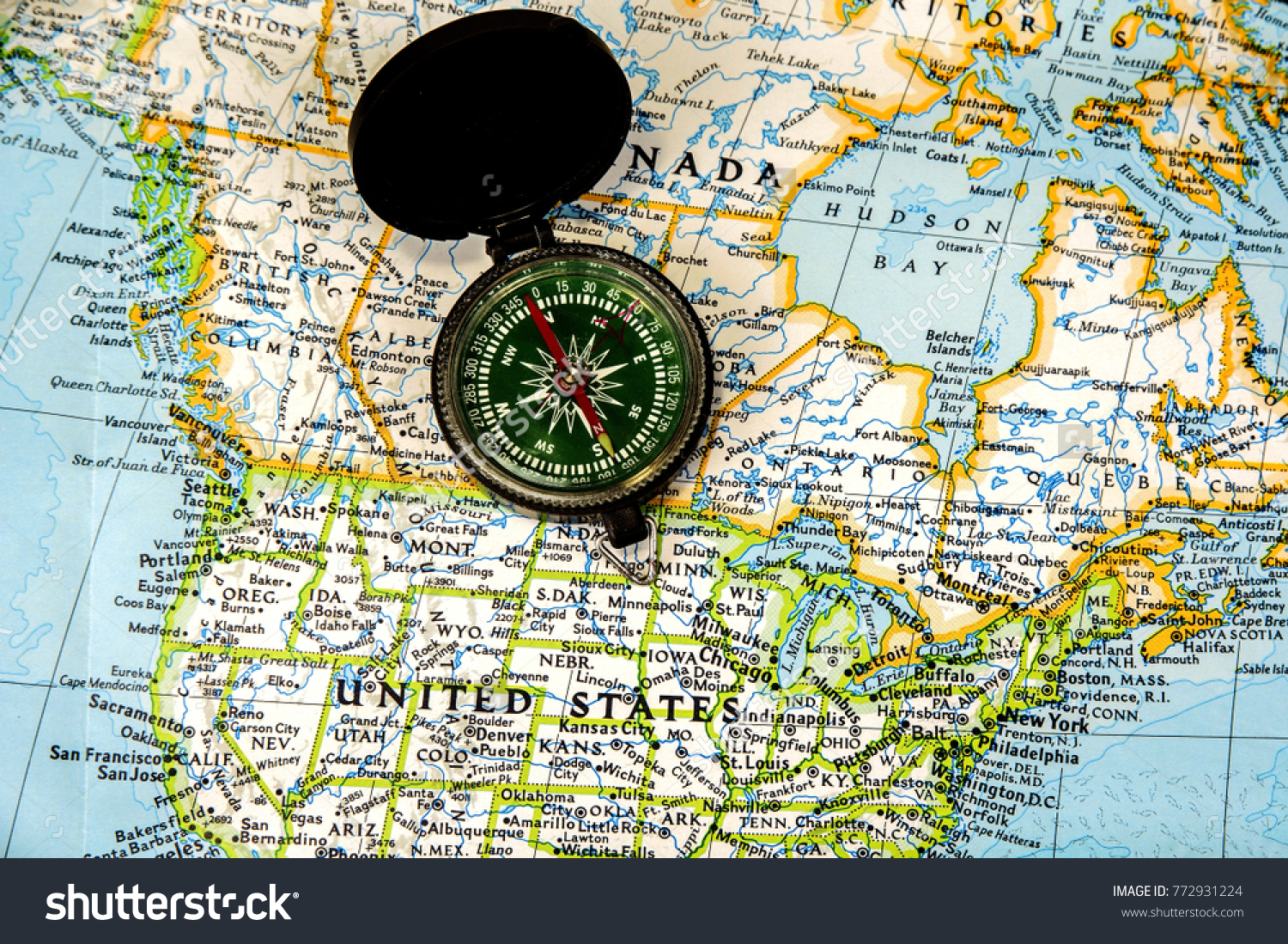 Usa Map Compass Stock Photo Edit Now 772931224