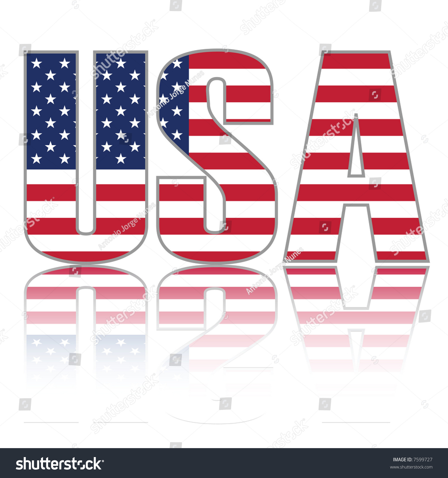 Usa Word Us Flag Reflection Stock Illustration 7599727 - Shutterstock