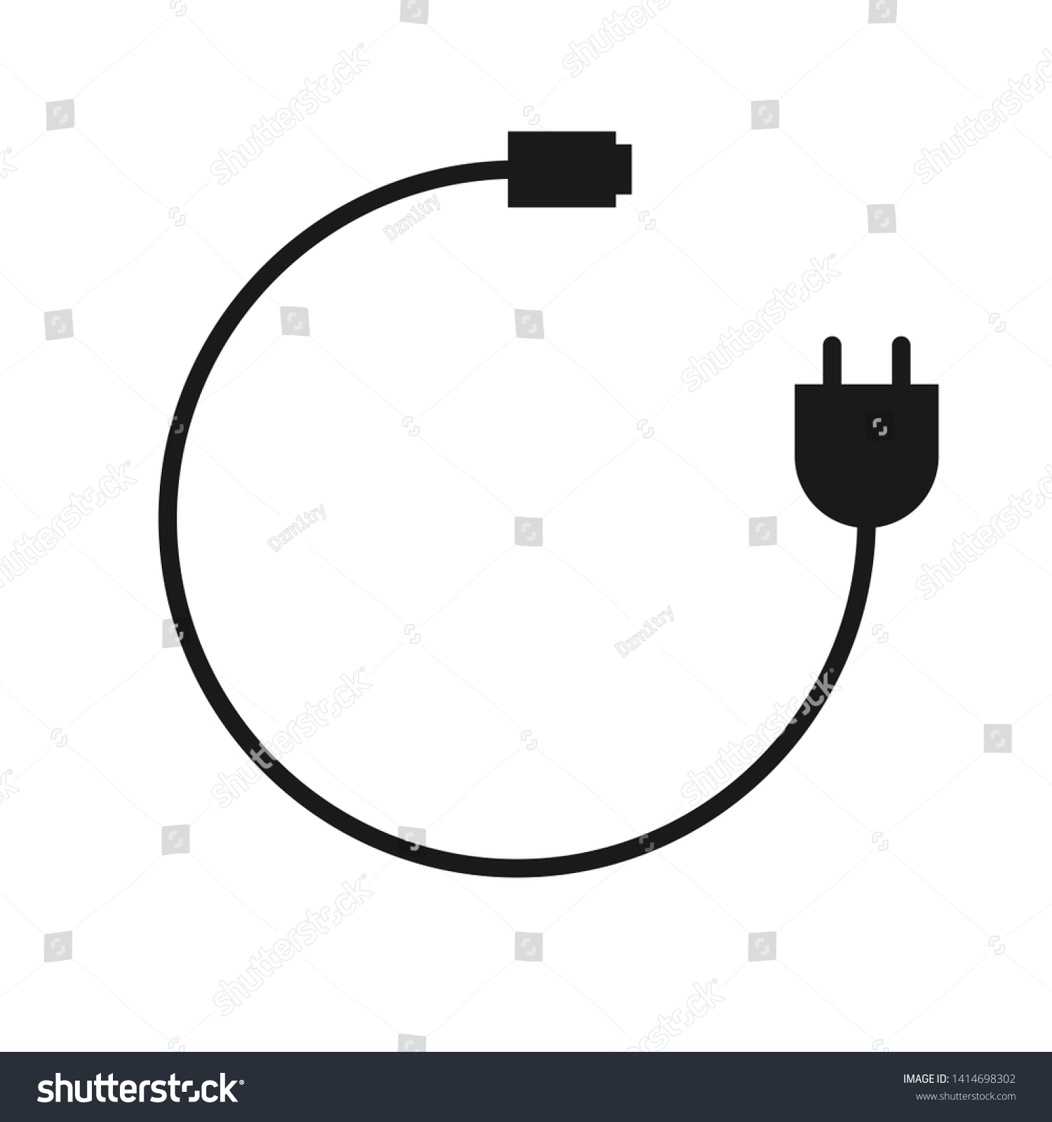 Usb Cable Silhouette Icon Clipart Image Stock Illustration 1414698302 ...