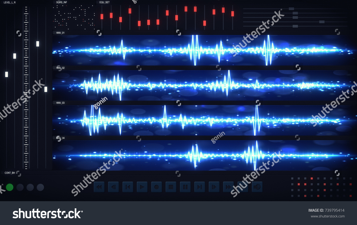 User Interface Audio Editing Software Abstract Stock Illustration 739795414