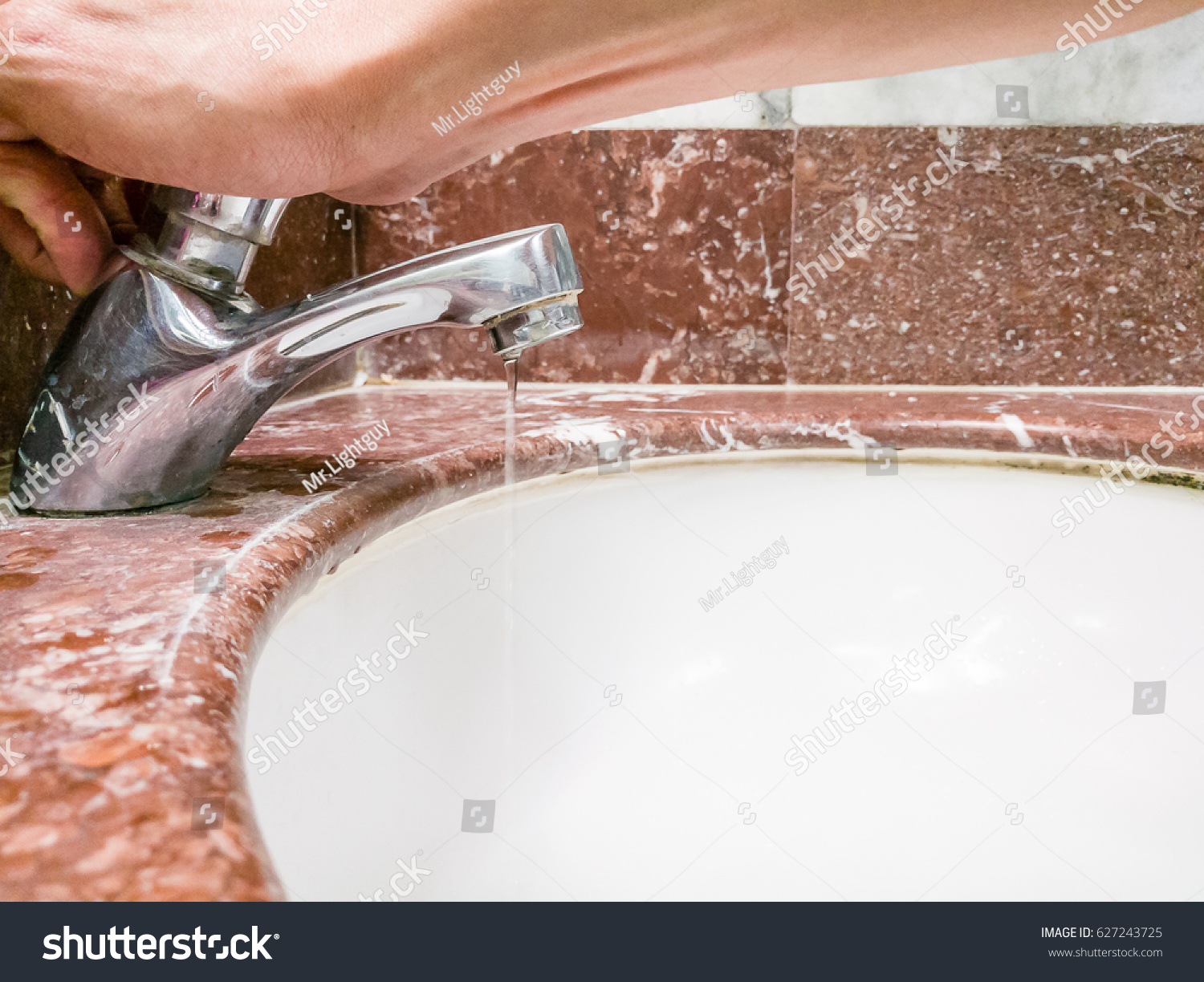 Using Faucet Clean Dirt People Healthcare Medical Stock Image