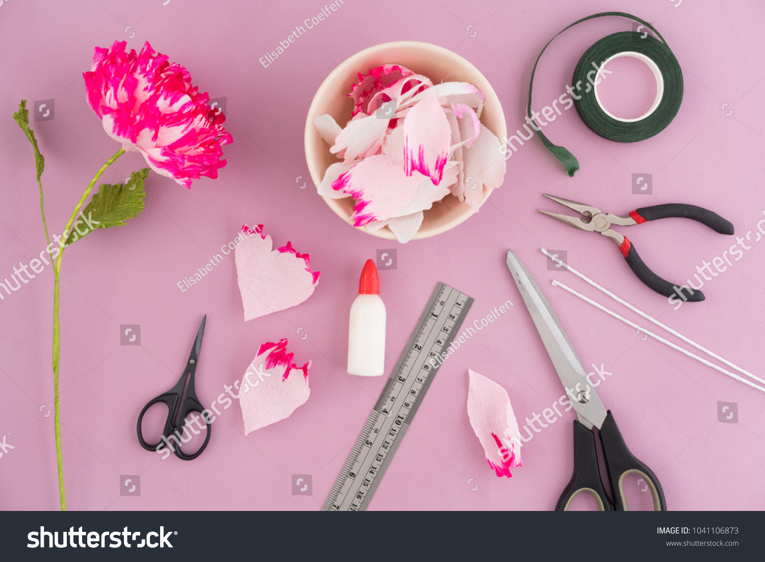 Utensils Tools Making Crepe Paper Flowers Stock Photo Edit Now 1041106873