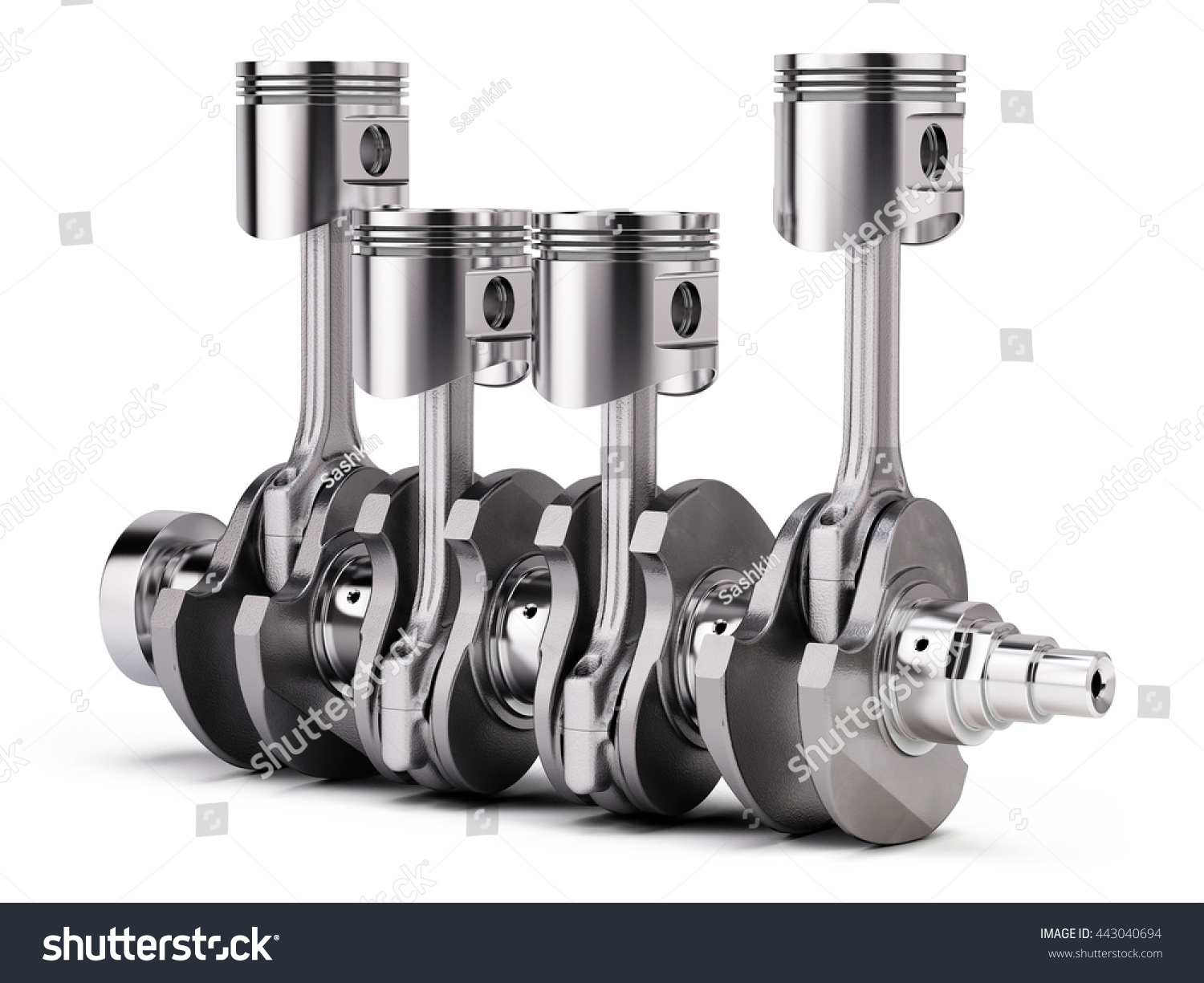 V4 Engine Pistons Crankshaft Isolated On Stock Illustration 443040694 ...