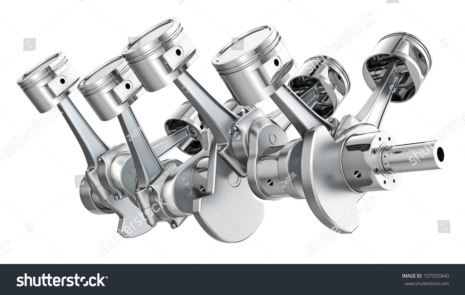 V8 Engine Pistons On Crankshaft Isolated Stock Illustration 107555840 ...