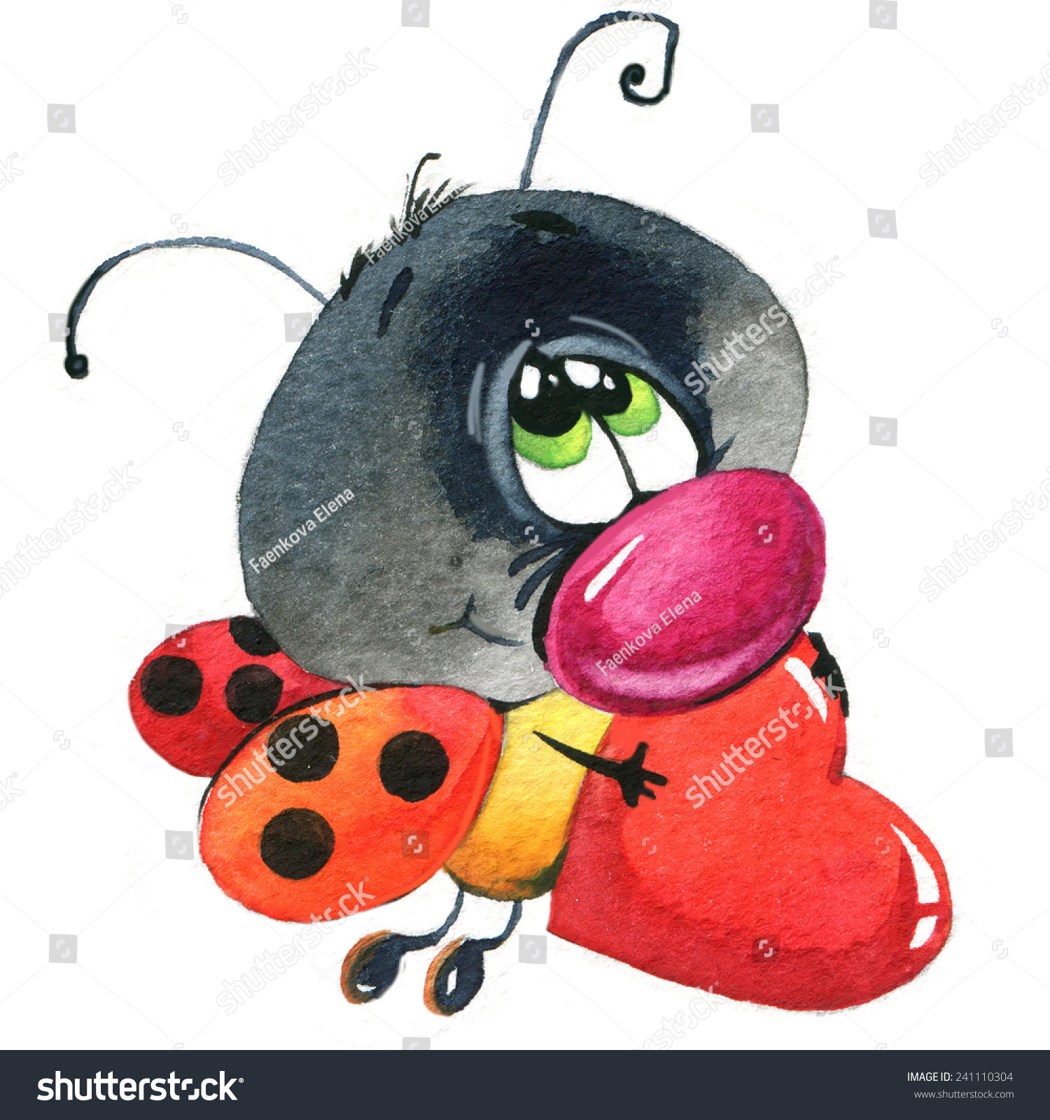 Valentine Day Card Cute Ladybug Red Stock Illustration 241110304