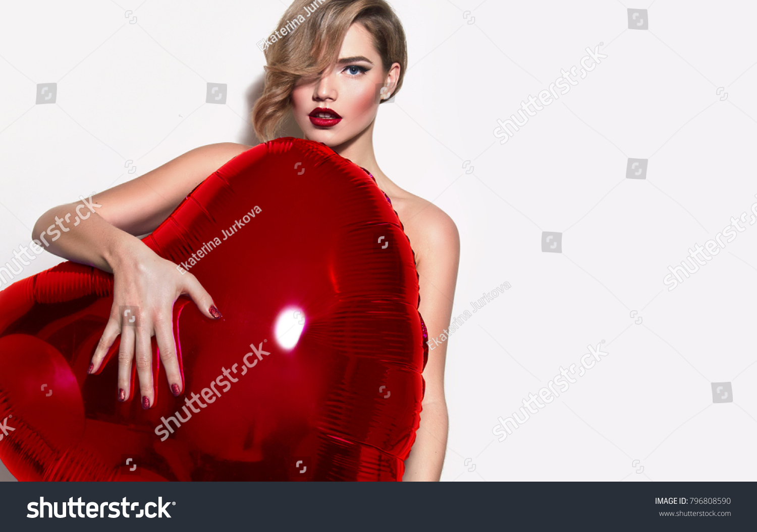 Valentines Day Nude Beautiful Girl Retro Stock Photo 796808590