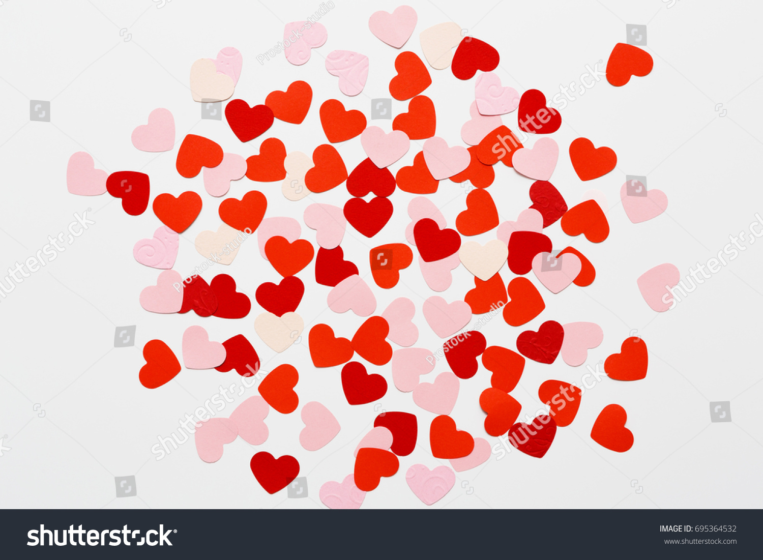 Valentines Day Romantic Background Pink And Red Paper Hearts At