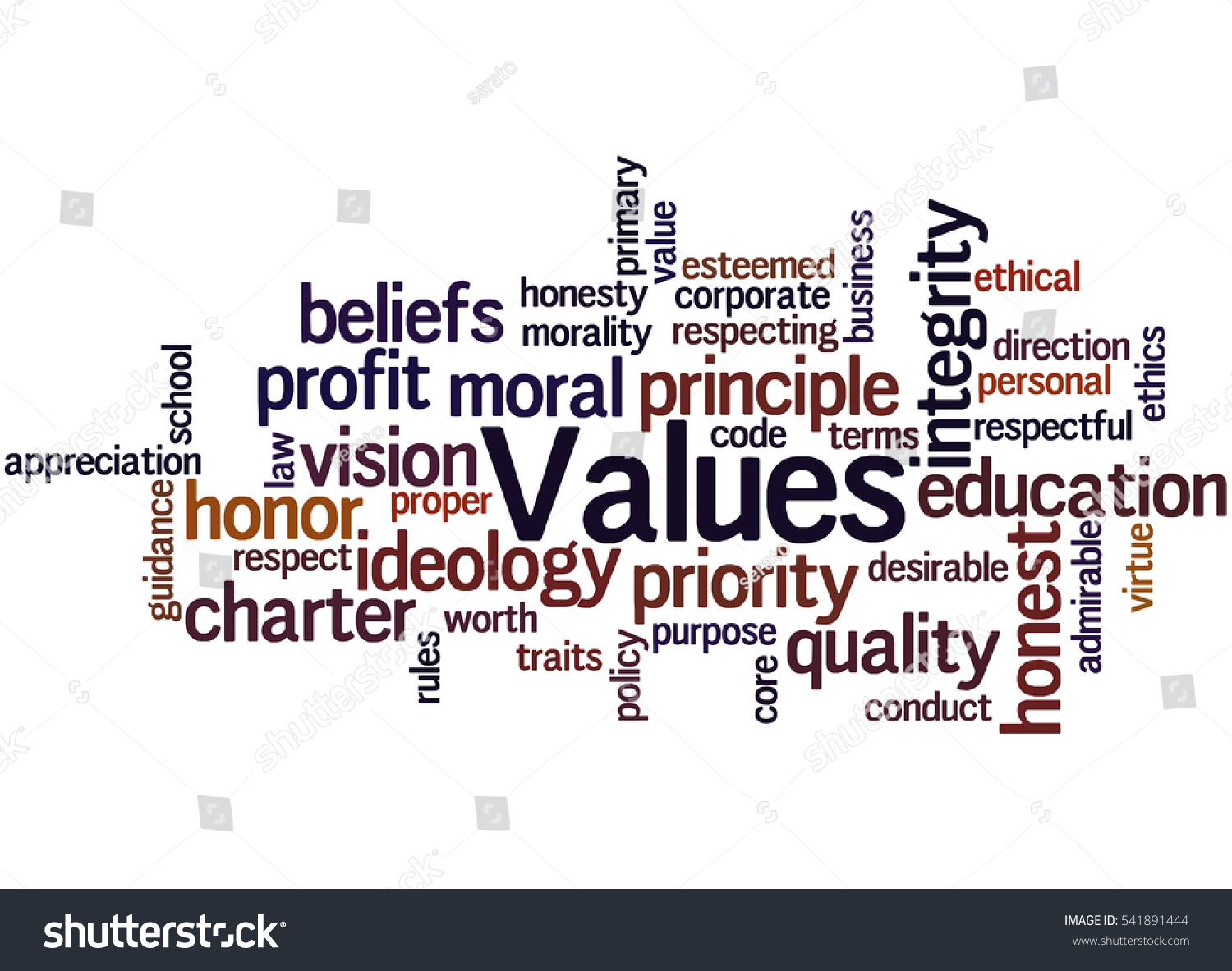 Values, Word Cloud Concept On White Background. Stock Photo 541891444 ...