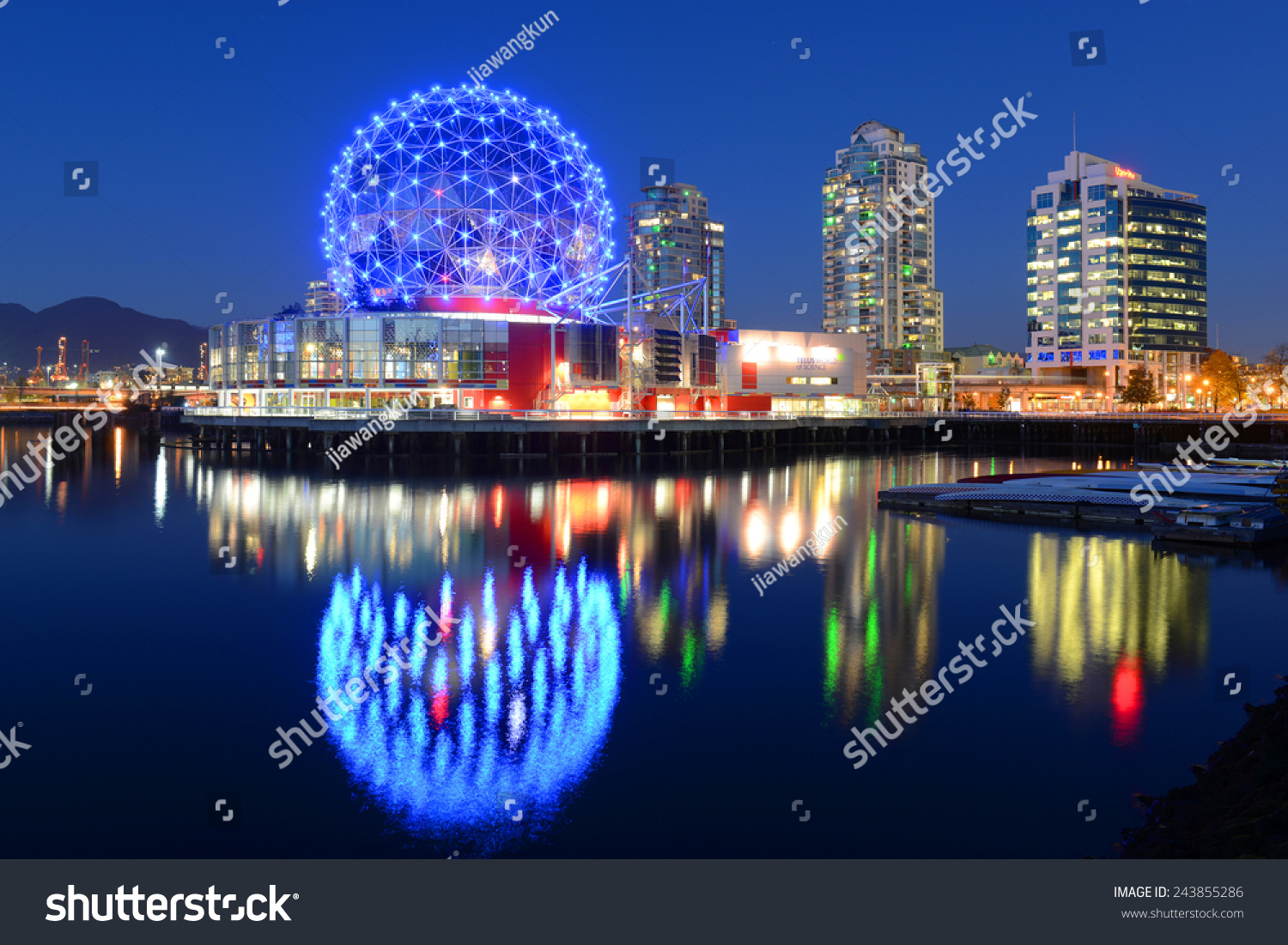 Vancouver At Night, Vancouver, British Columbia, Canada. Stock Photo ...