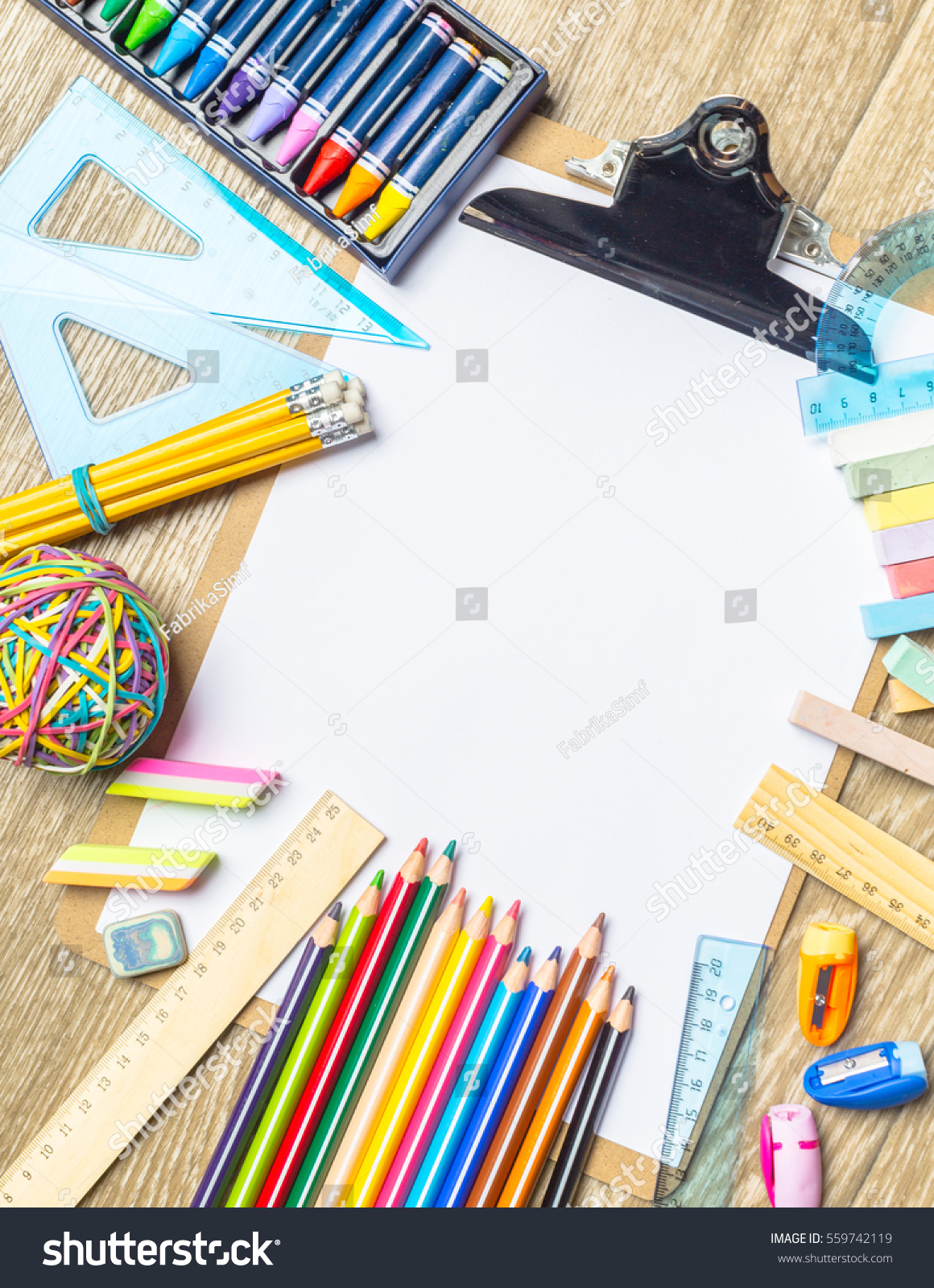 Download Various Colorful Drawing Tools Mock Stock Photo 559742119 ...