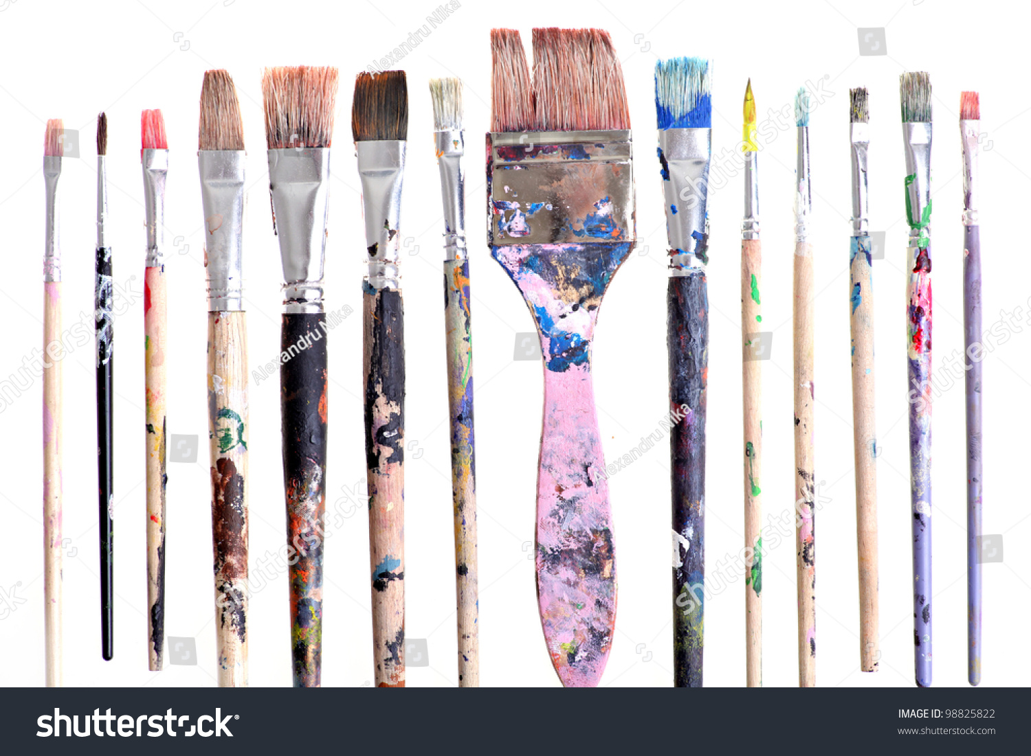 Various Dirty Paint Brushes Displayed Side Stock Photo 98825822 ...