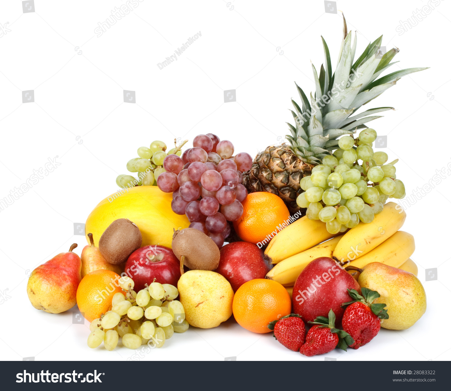 Various Fresh Fruits On White Background Stock Photo 28083322 ...