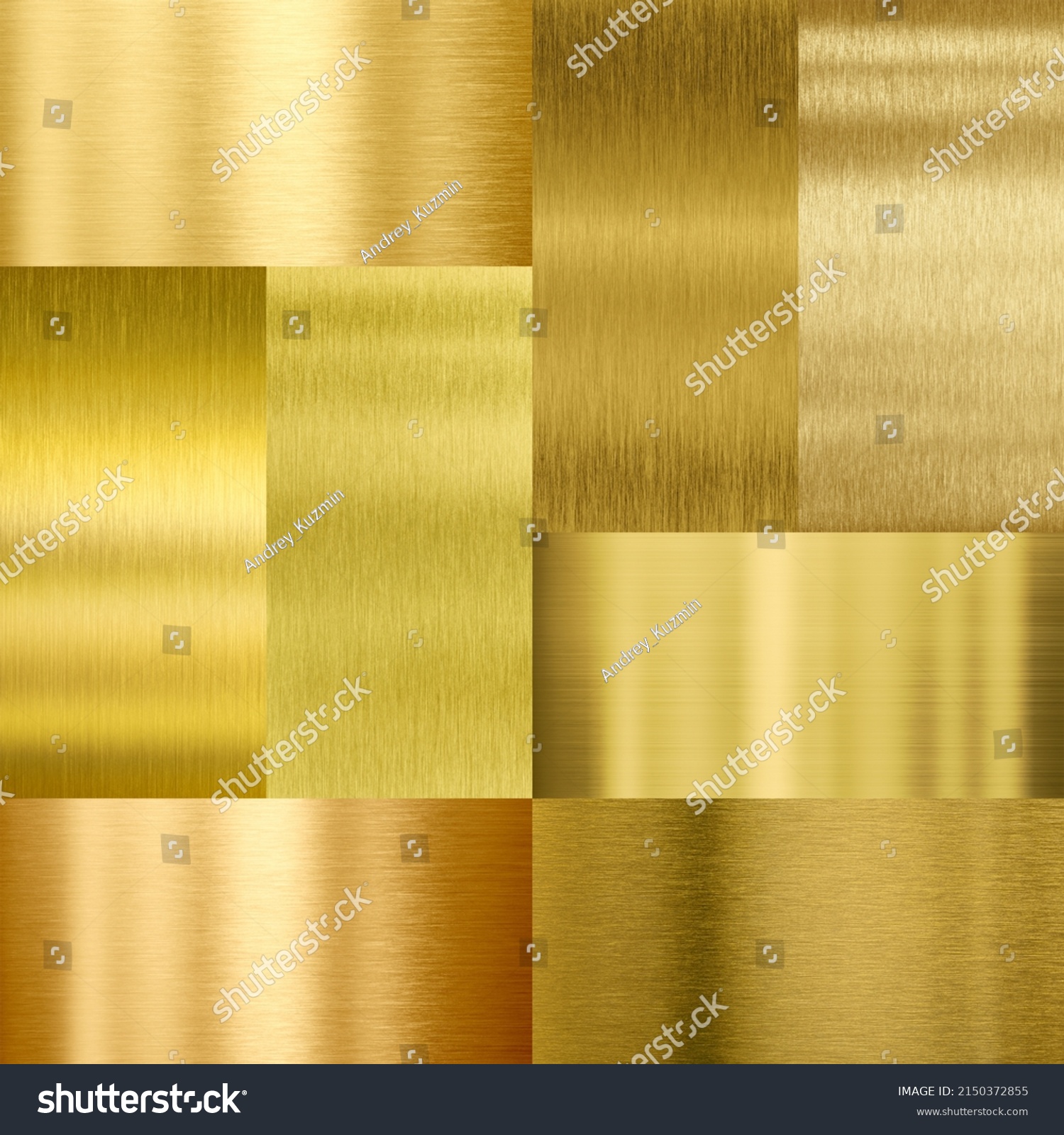 Various Set Brushed Gold Metal Textures Stock Photo 2150372855 