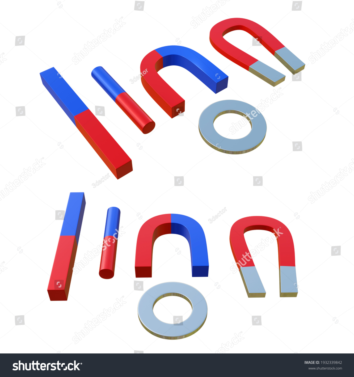 Various Types Magnets U Horseshoe Tube Stock Illustration 1932339842