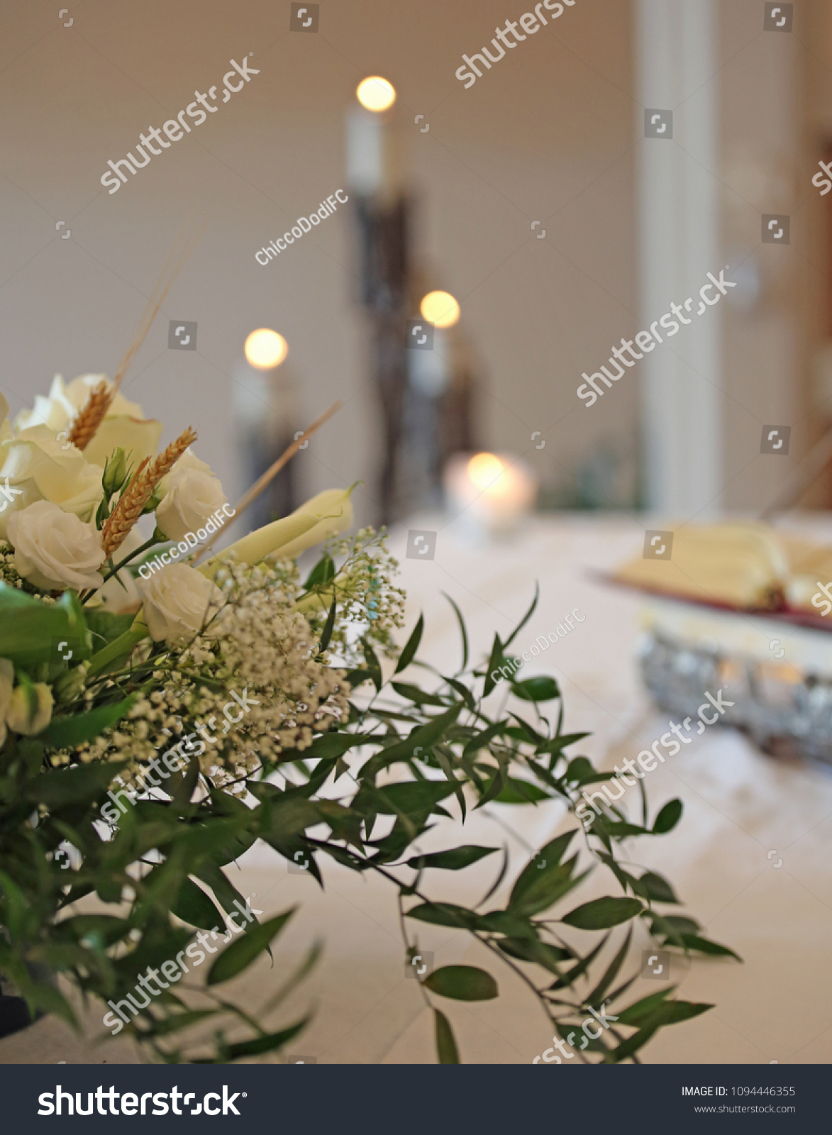 Vase Many Flowers On Altar Church Stock Photo Edit Now 1094446355