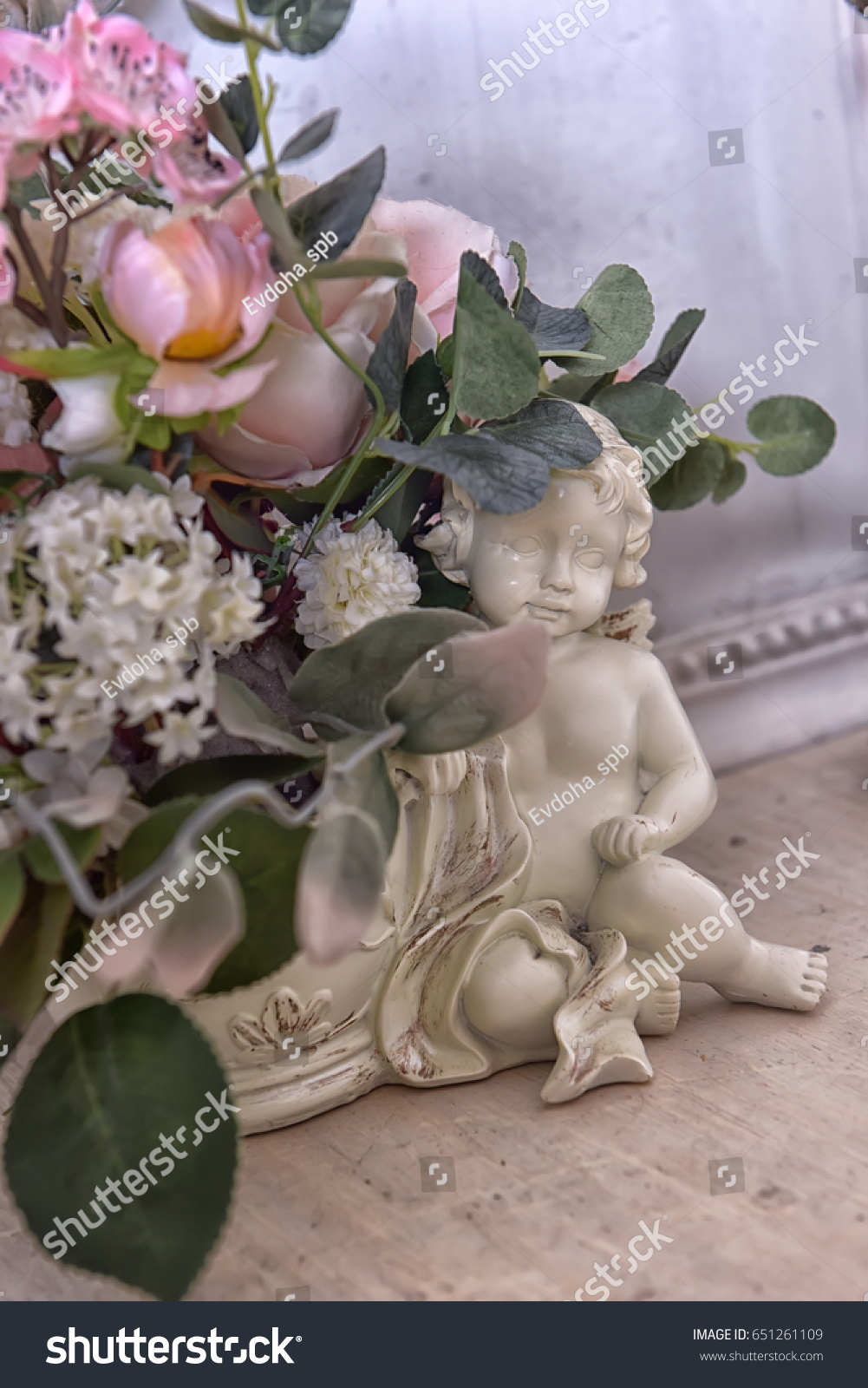 stock photo vases artificial flowers lovely angel cupid flower vase ornament