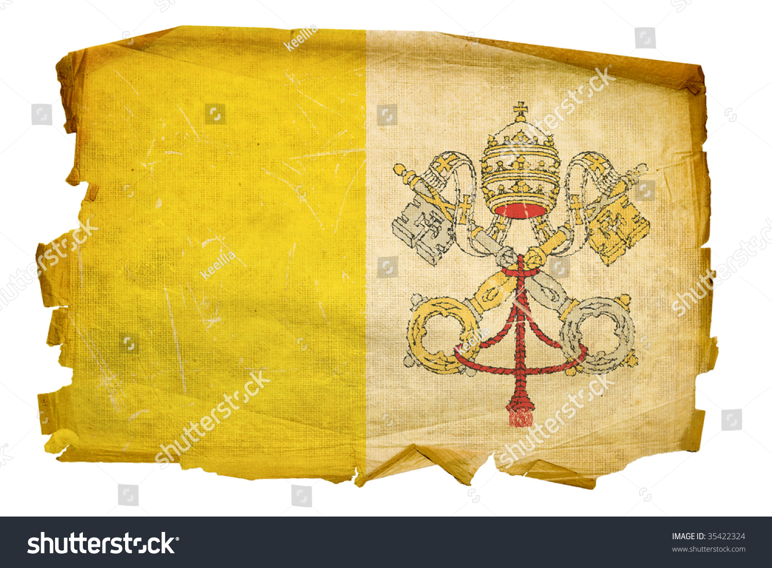 Vatican Flag Old, Isolated On White Background. Stock Photo 35422324 ...