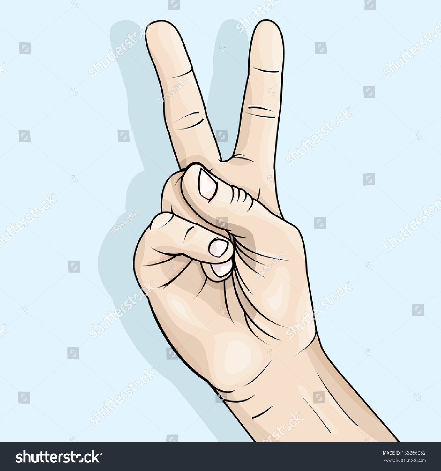 Vector Drawing Hand Making Sign Peace Stock Illustration 138266282