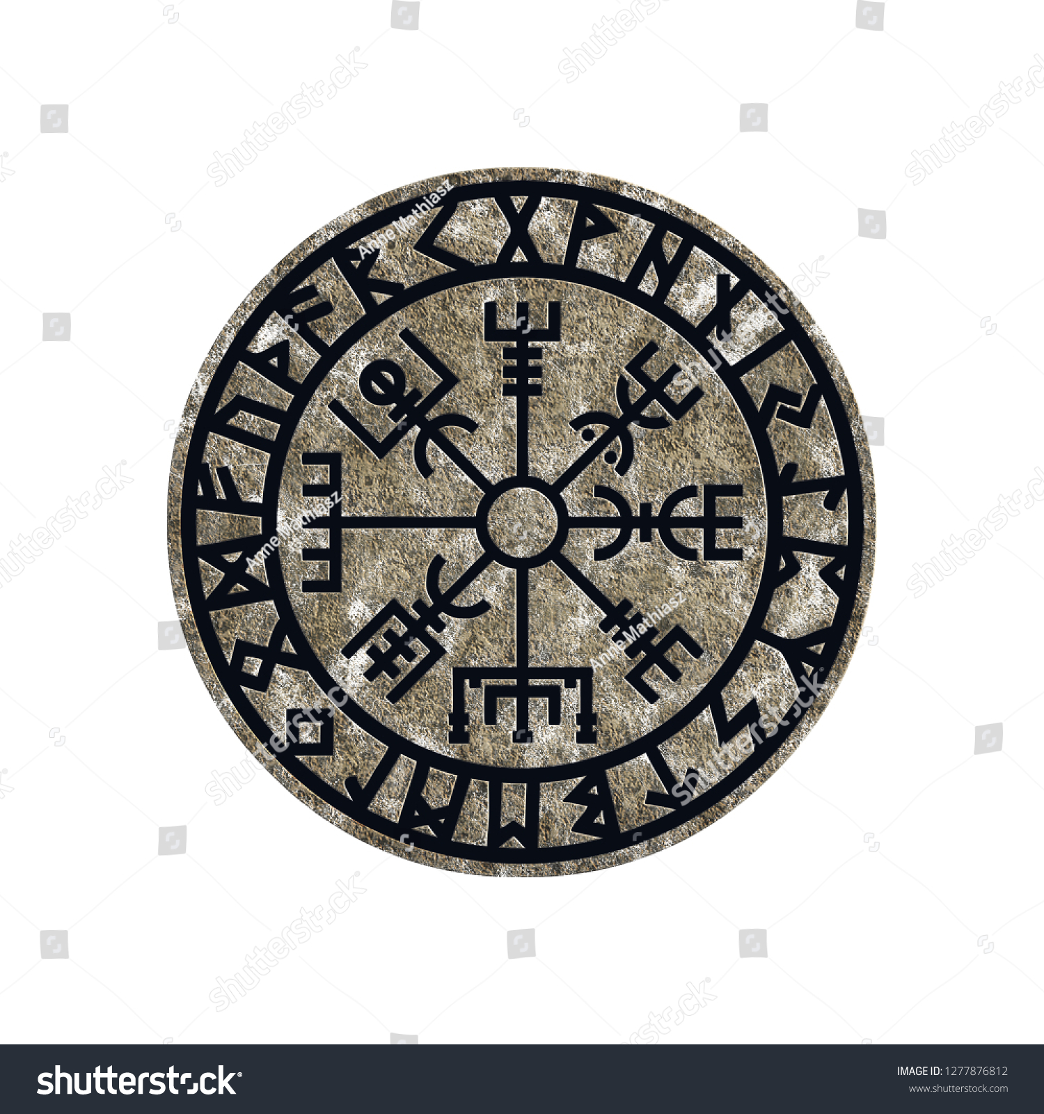 Vegvisir Viking Compass Runes Circle Stock Illustration 1277876812