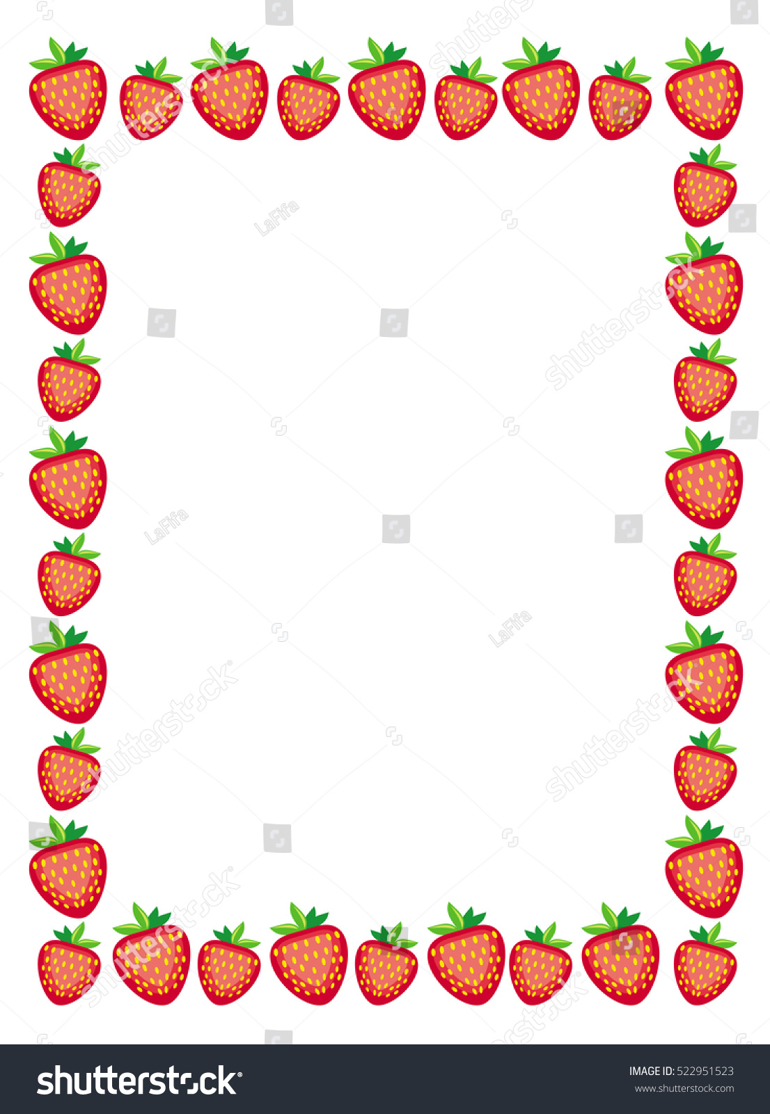 Vertical Frame Strawberries Raster Clip Art Stock Illustration 522951523