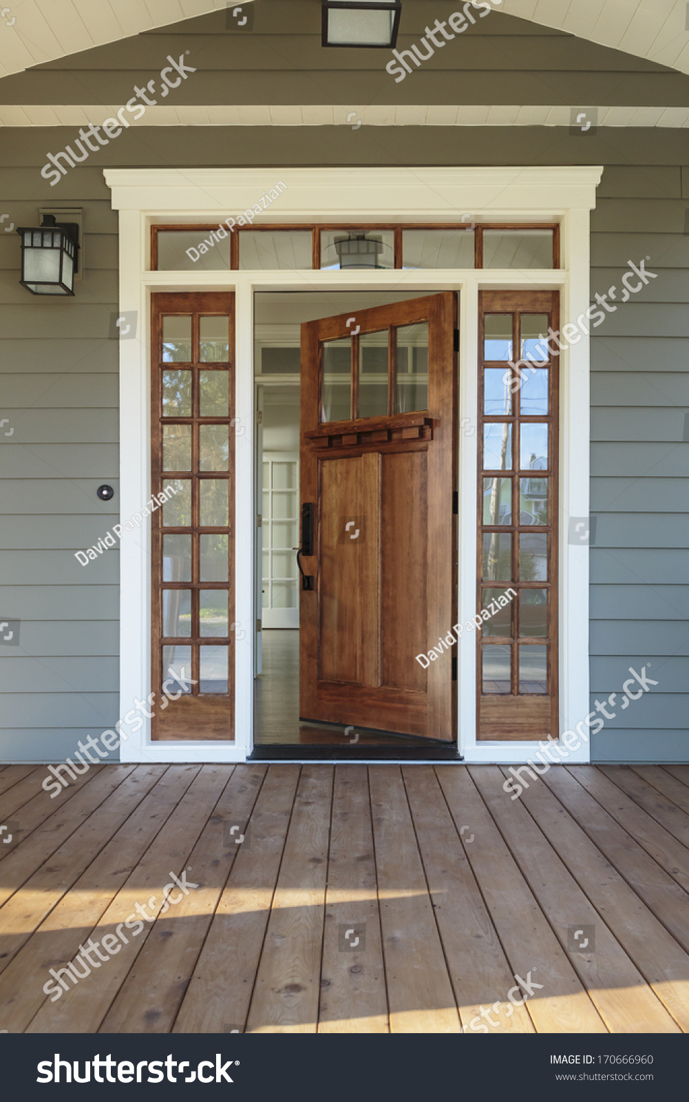 Vertical Shot Wooden Front Door Upscale Stock Photo Edit Now