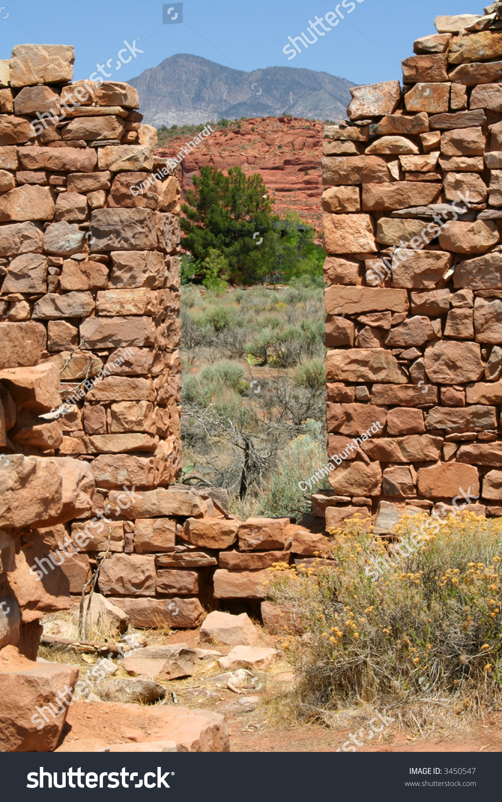 Vertical View Of High Desert Landscape And Distant Mountains Between ...