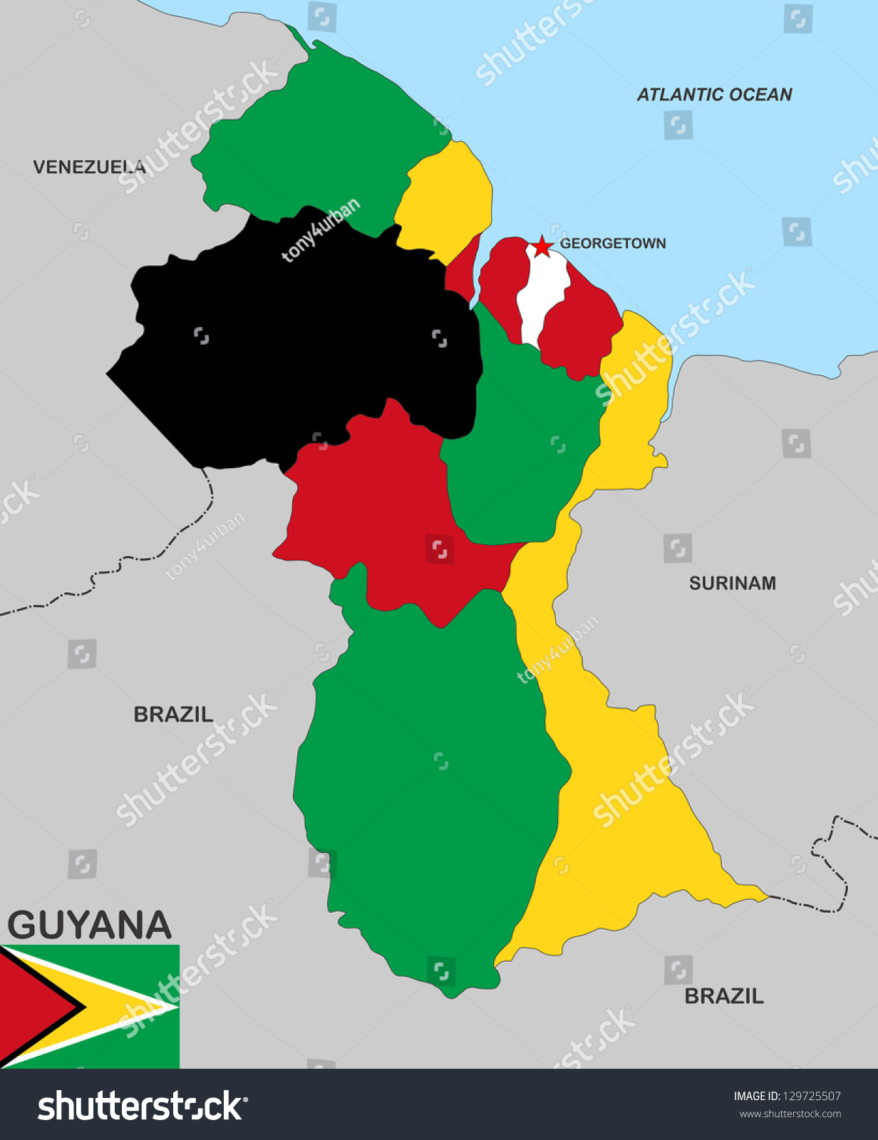 Very Big Size Guyana Political Map Stock Illustration 129725507 ...