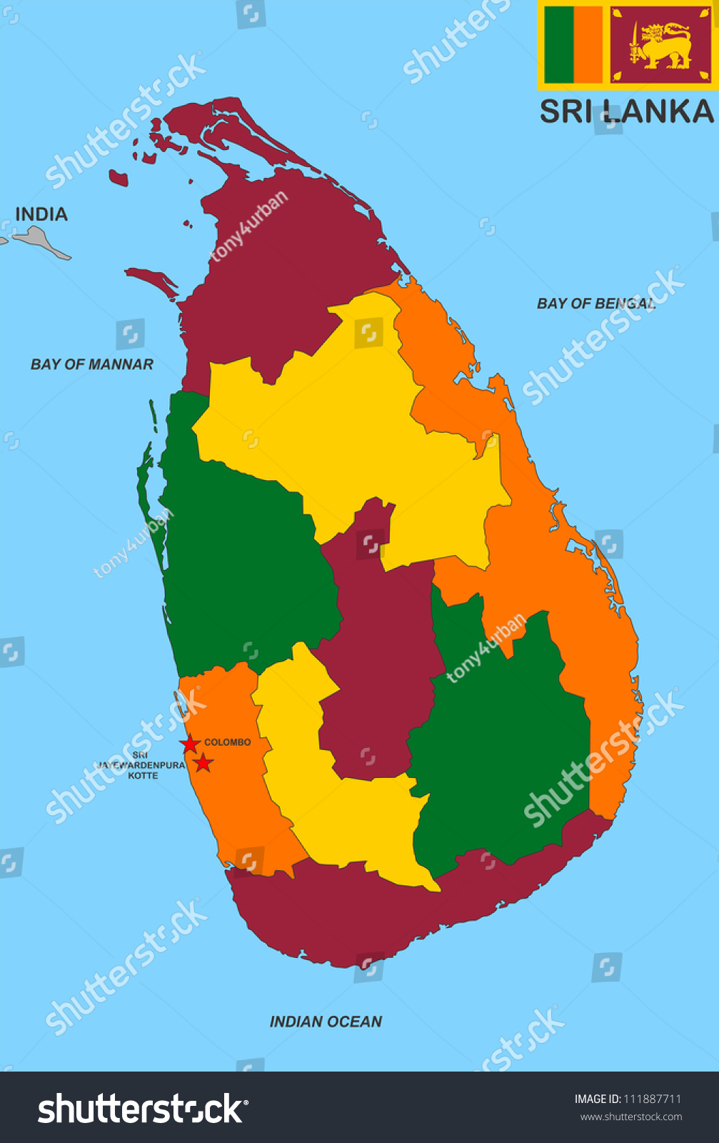 Very Big Size Sri Lanka Political Map Illustration - 111887711 ...