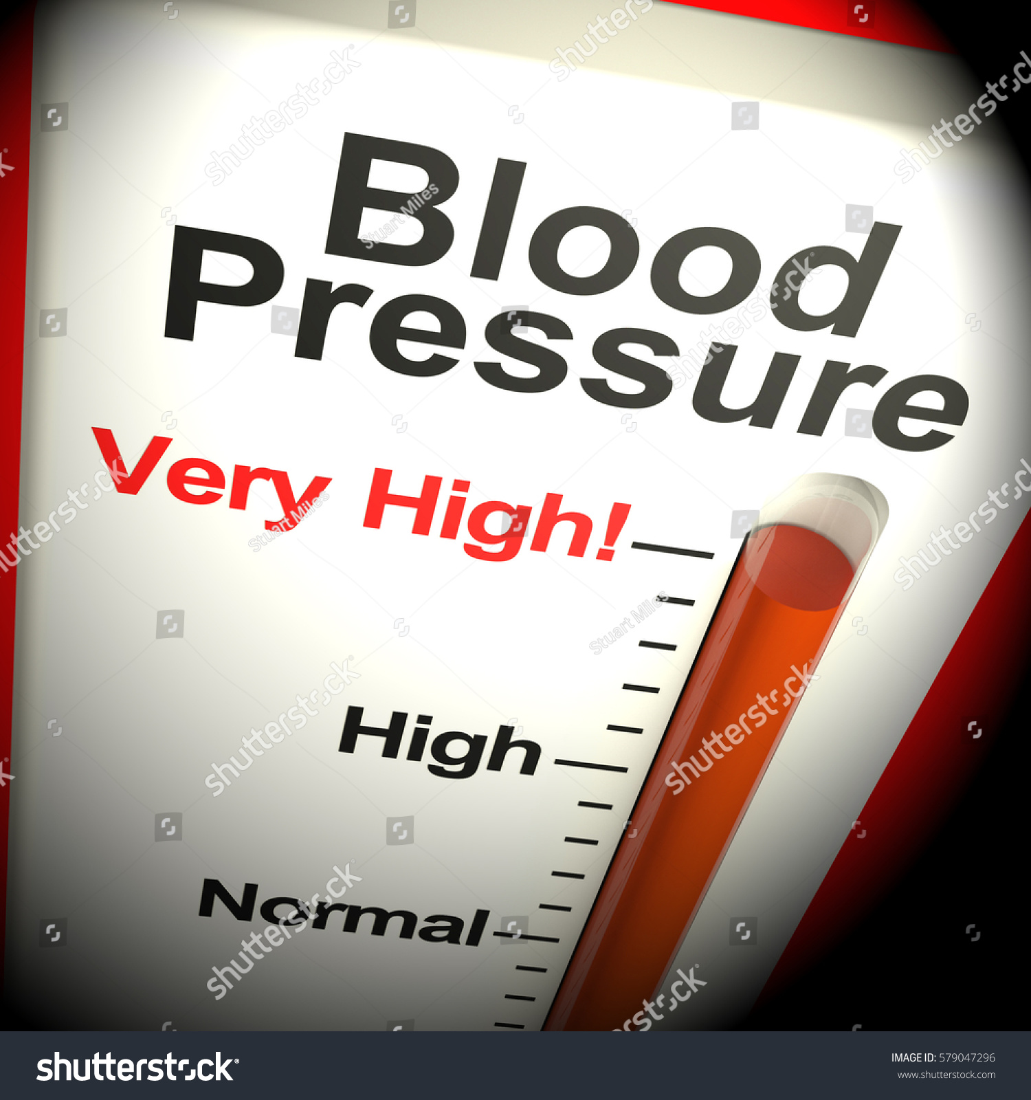 Very High Blood Pressure Thermometer Shows Stock Illustration ...