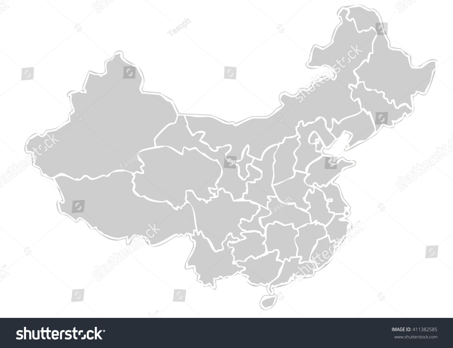 Very Light Grey Map China Asian Stock Illustration 411382585 - Shutterstock