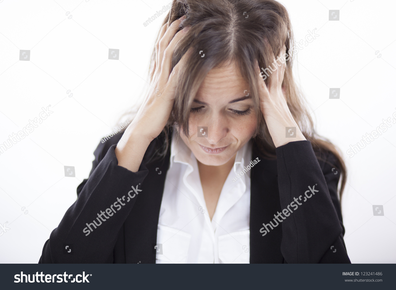 Very Stressed Latin Business Woman Stock Photo 123241486 : Shutterstock