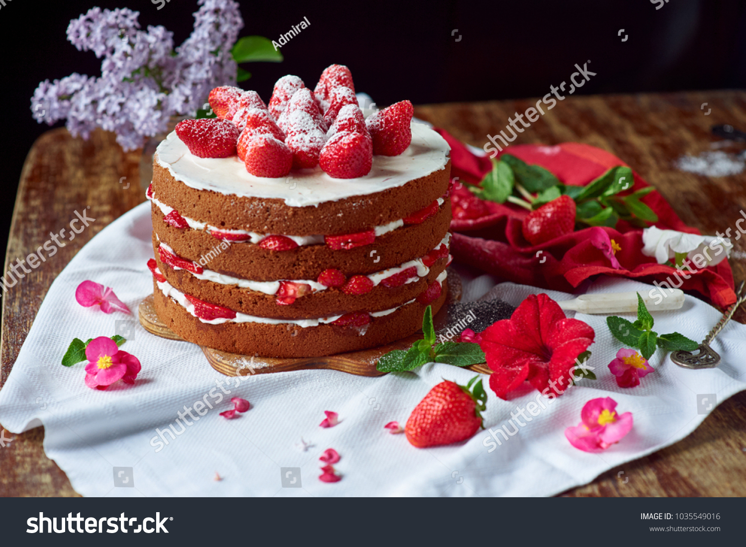 Victoria Sponge Cake Cream Strawberry On Stock Photo Edit Now