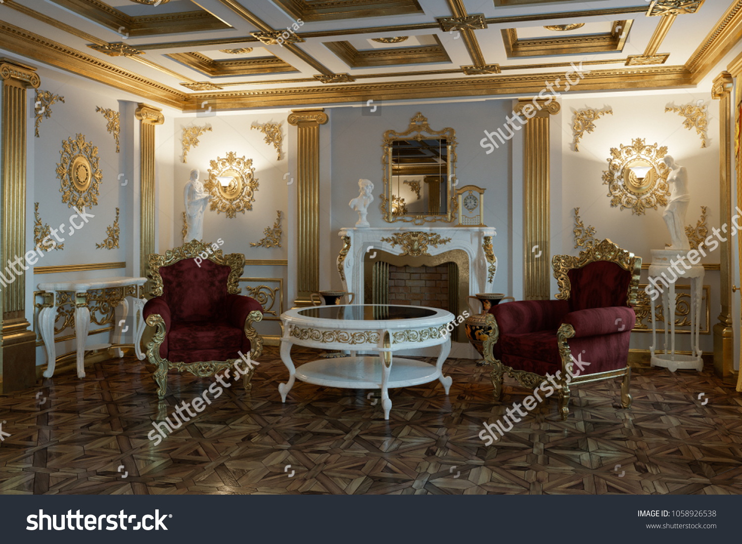 Victorian Style Living Room Modern Furniture Stock Illustration