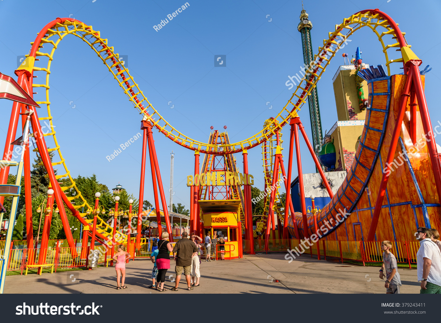 Vienna, Austria - August 09, 2015: People Having Fun On Roller Coaster ...